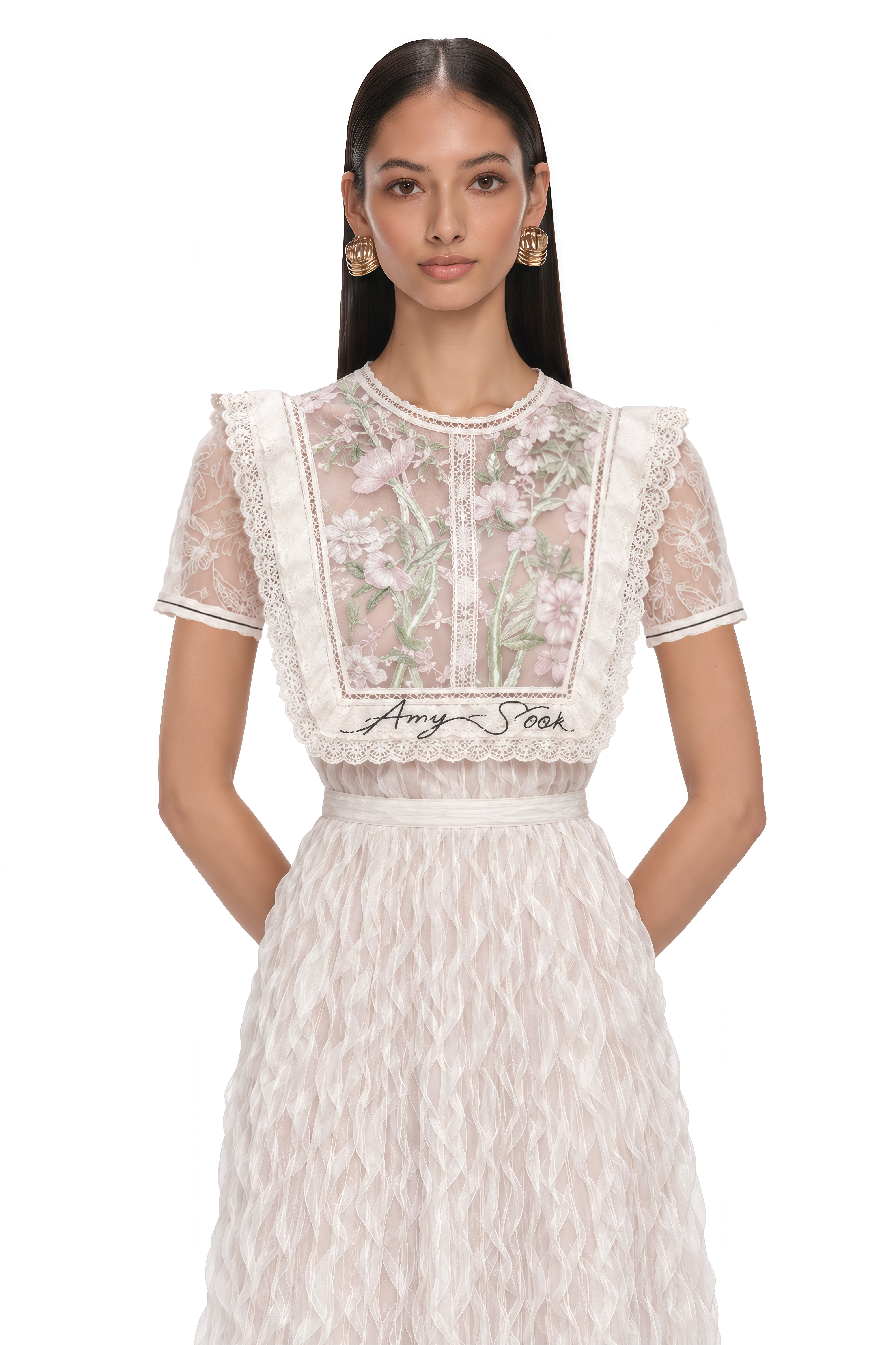 Kaila White Floral Embroidered Maxi Dress