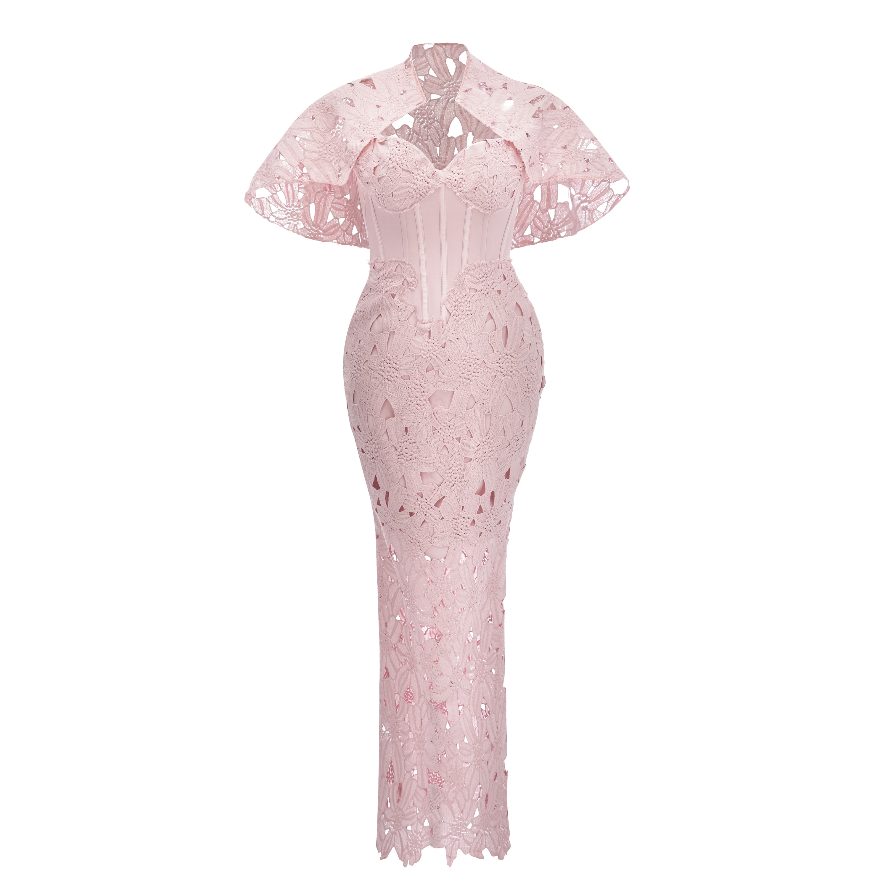 Kamila Pink Solid Color Maxi Dress with Cut-Outs