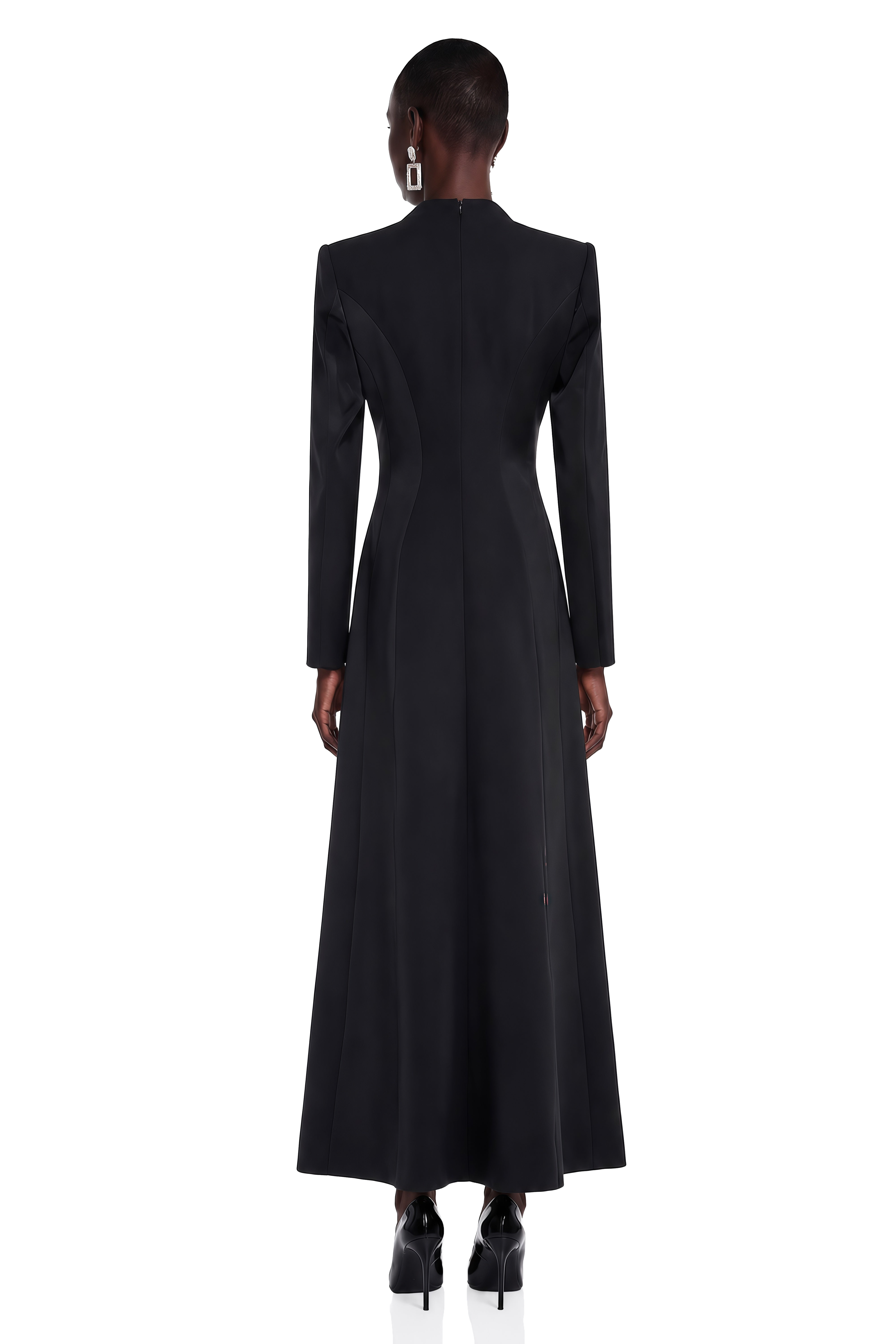 Karamea Black Rhinestone V-Neck Maxi Dress