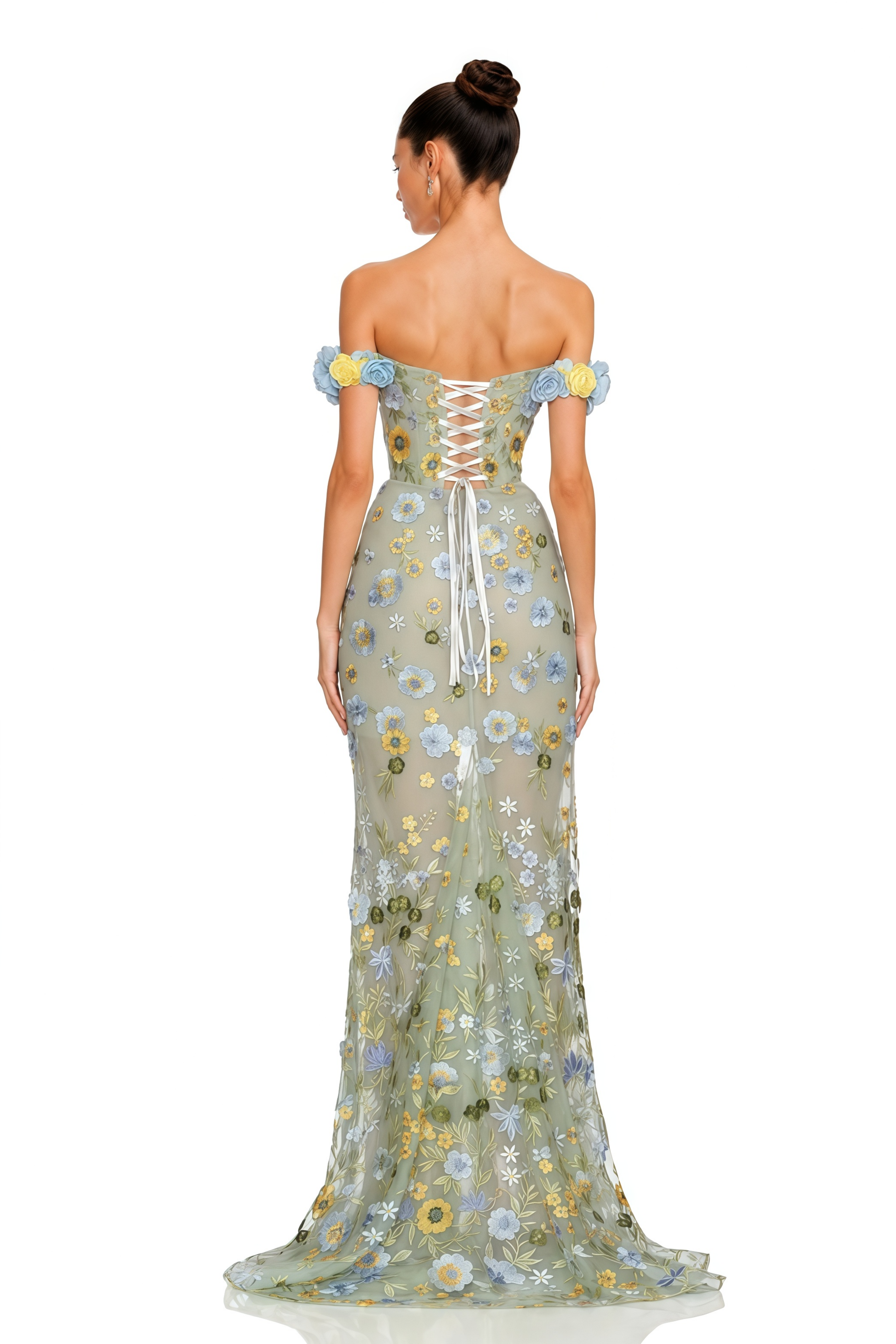 Katerina Green Floral Off-Shoulder Maxi Dress