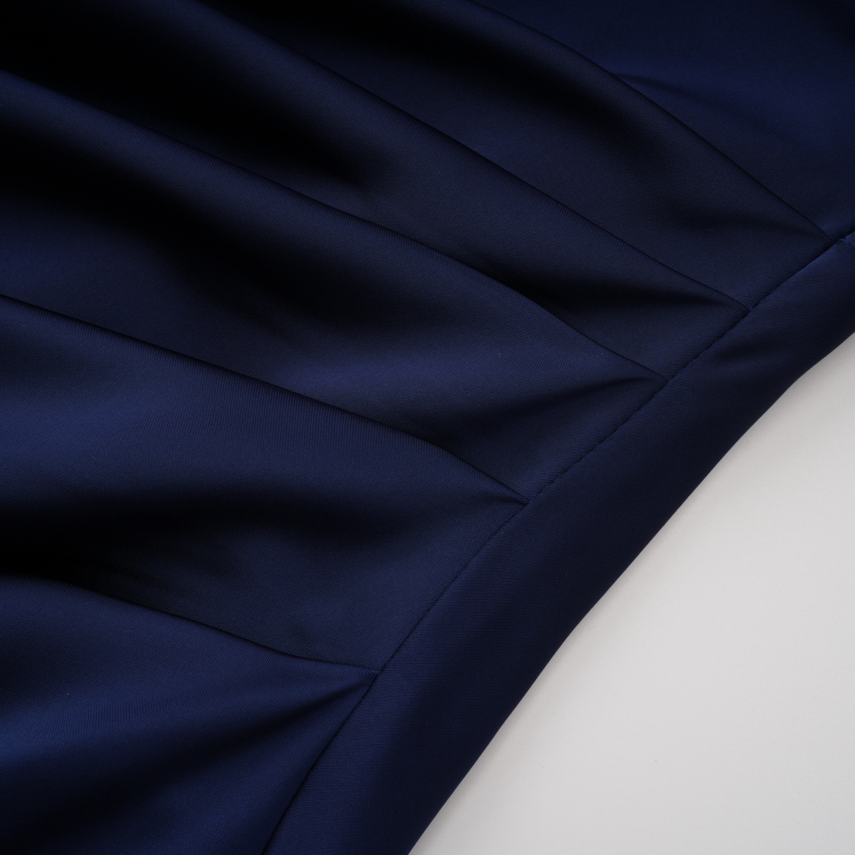 Kerttu Navy Blue Ruched Maxi Dress with Asymmetrical Sleeves