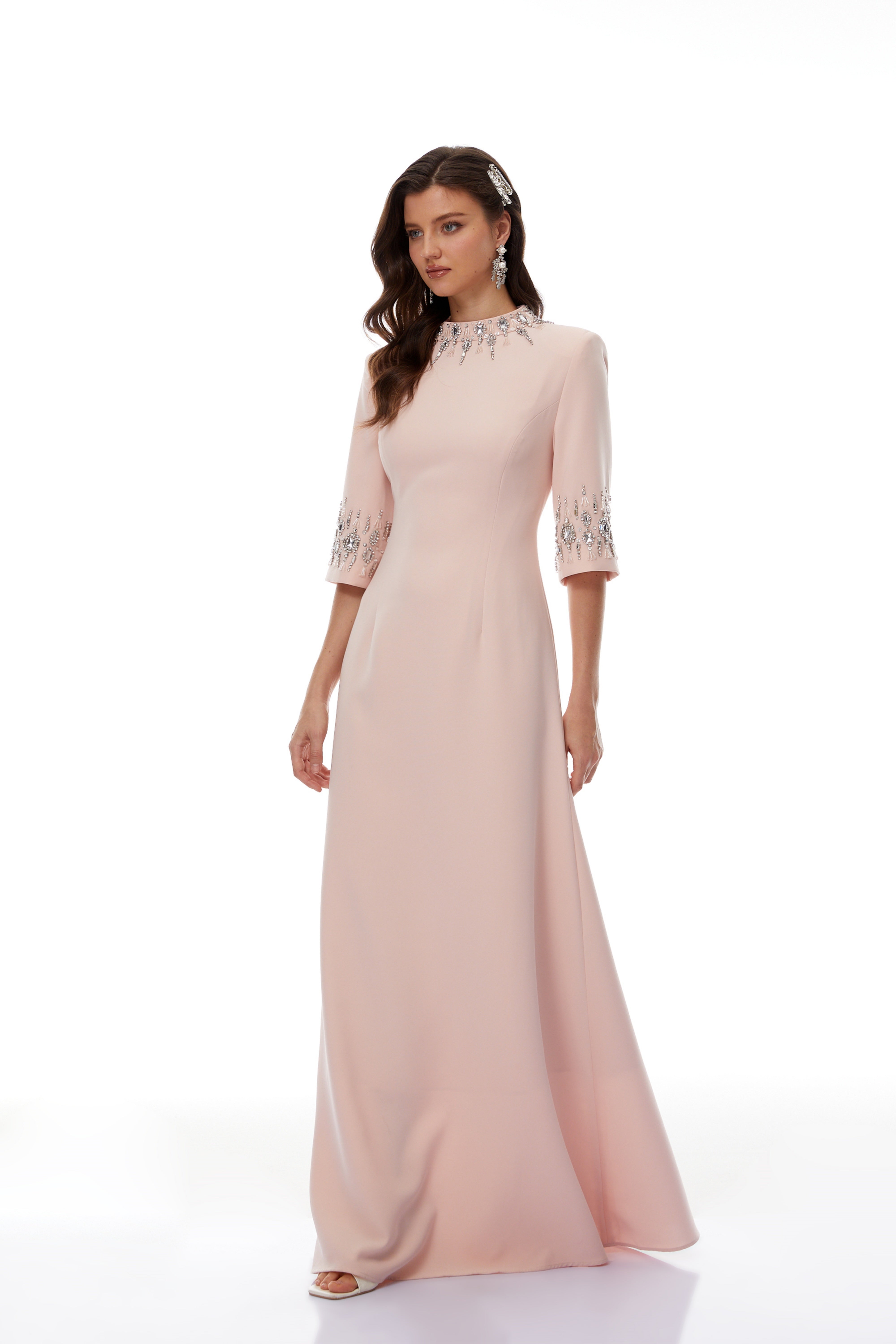 Crystal Embellished Gown in Pink