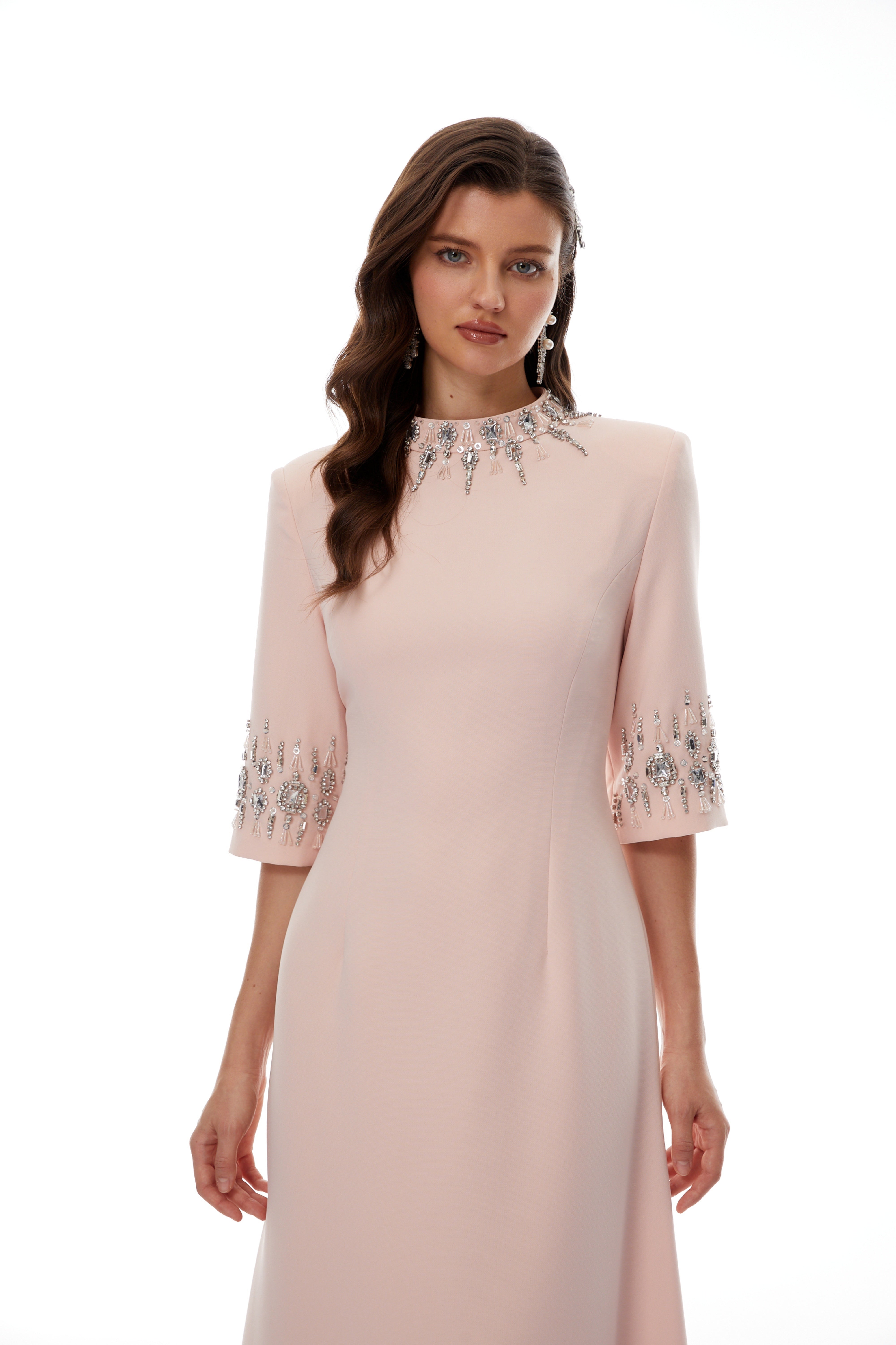 Crystal Embellished Gown in Pink