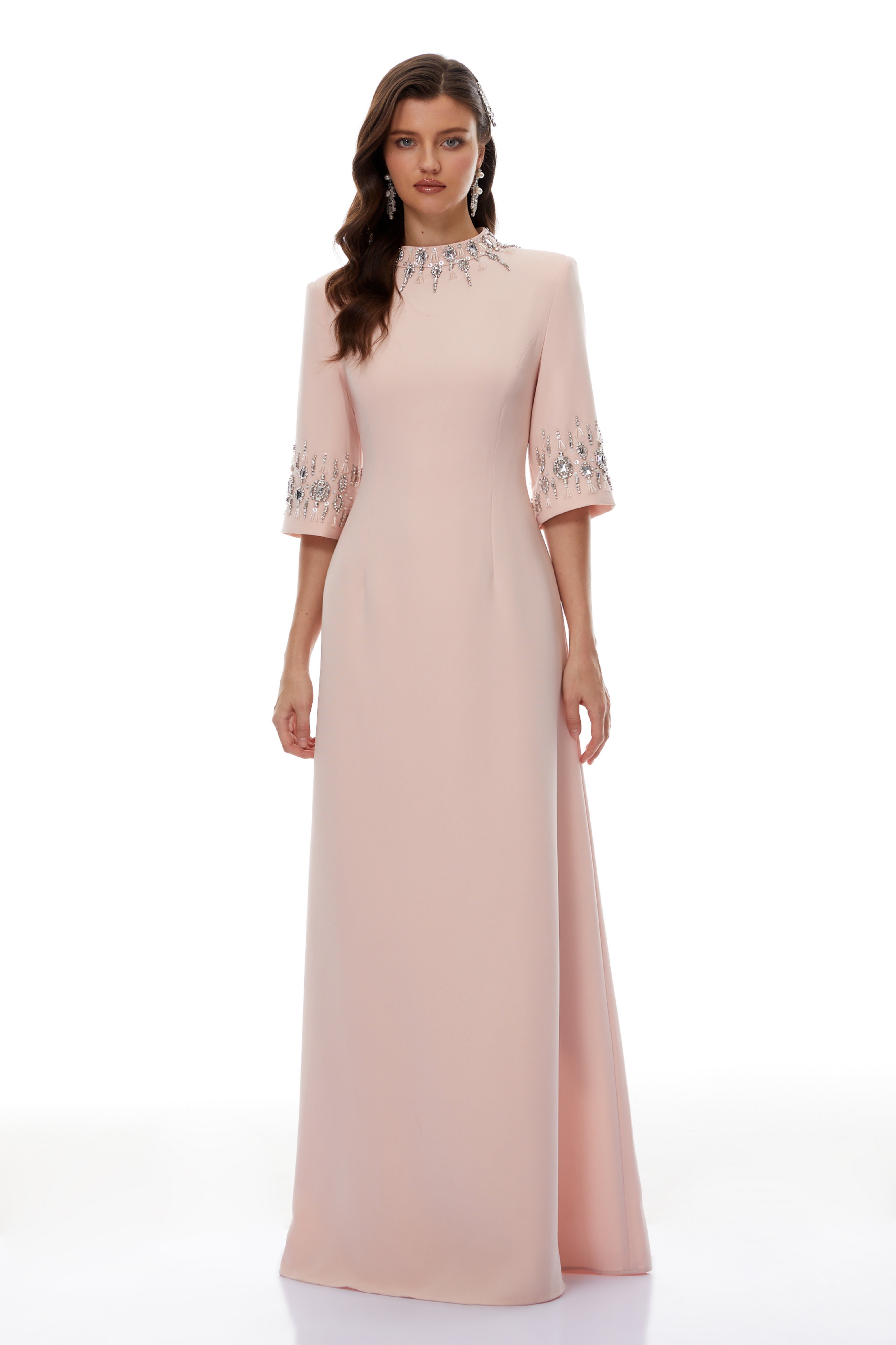 Crystal Embellished Gown in Pink