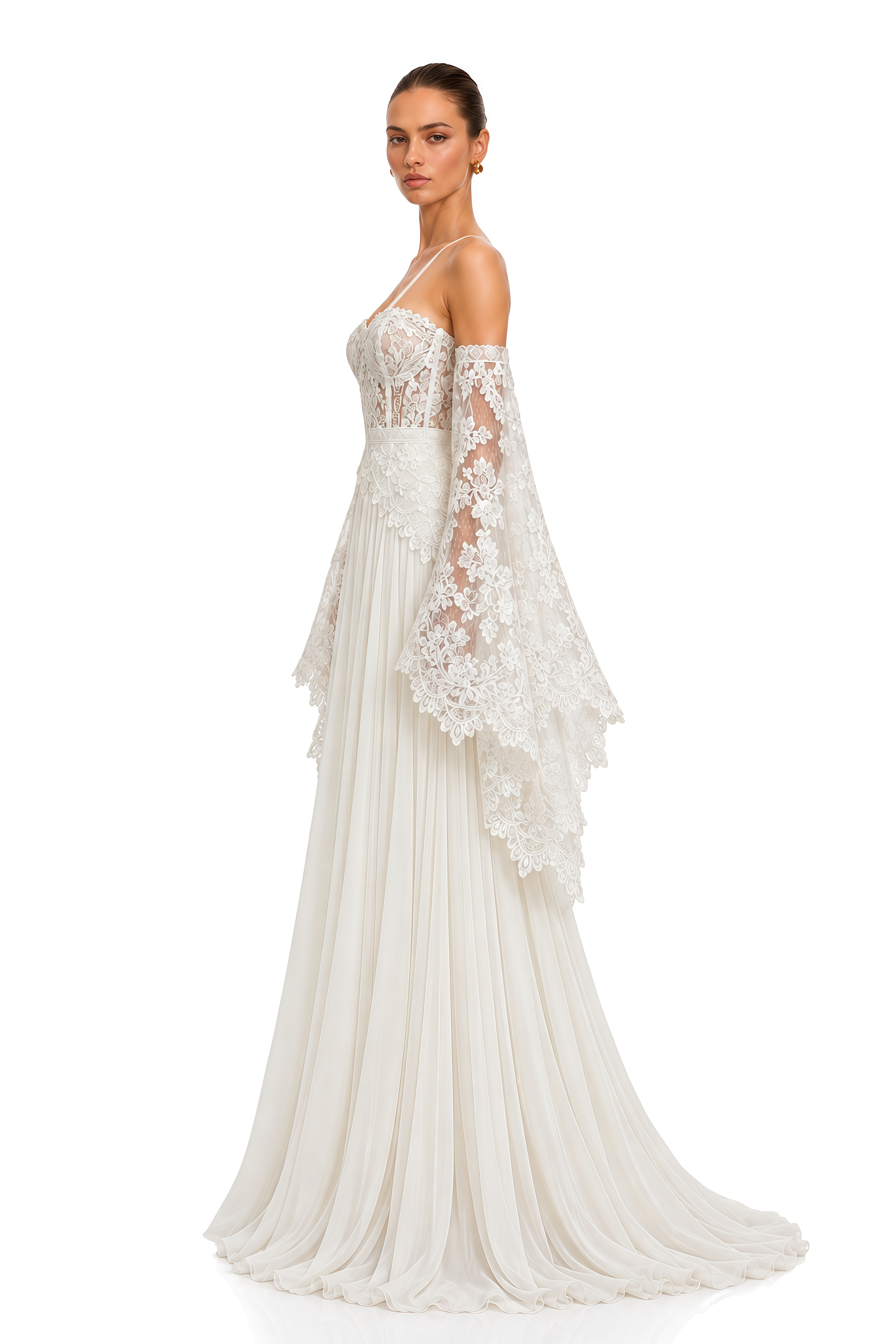 Laura Ivory Off Shoulder Lace Bell Sleeve Maxi Dress