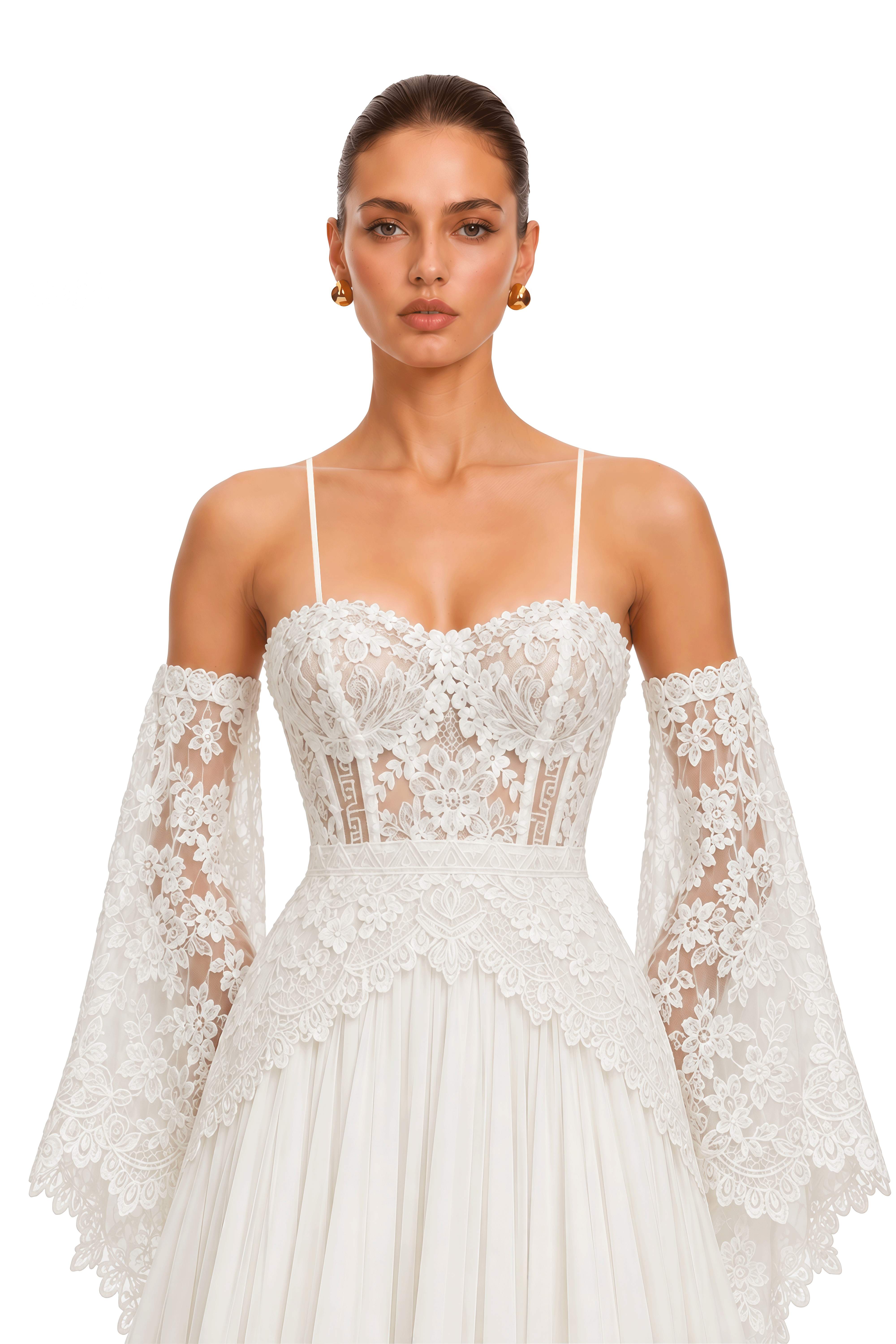Laura Ivory Off Shoulder Lace Bell Sleeve Maxi Dress
