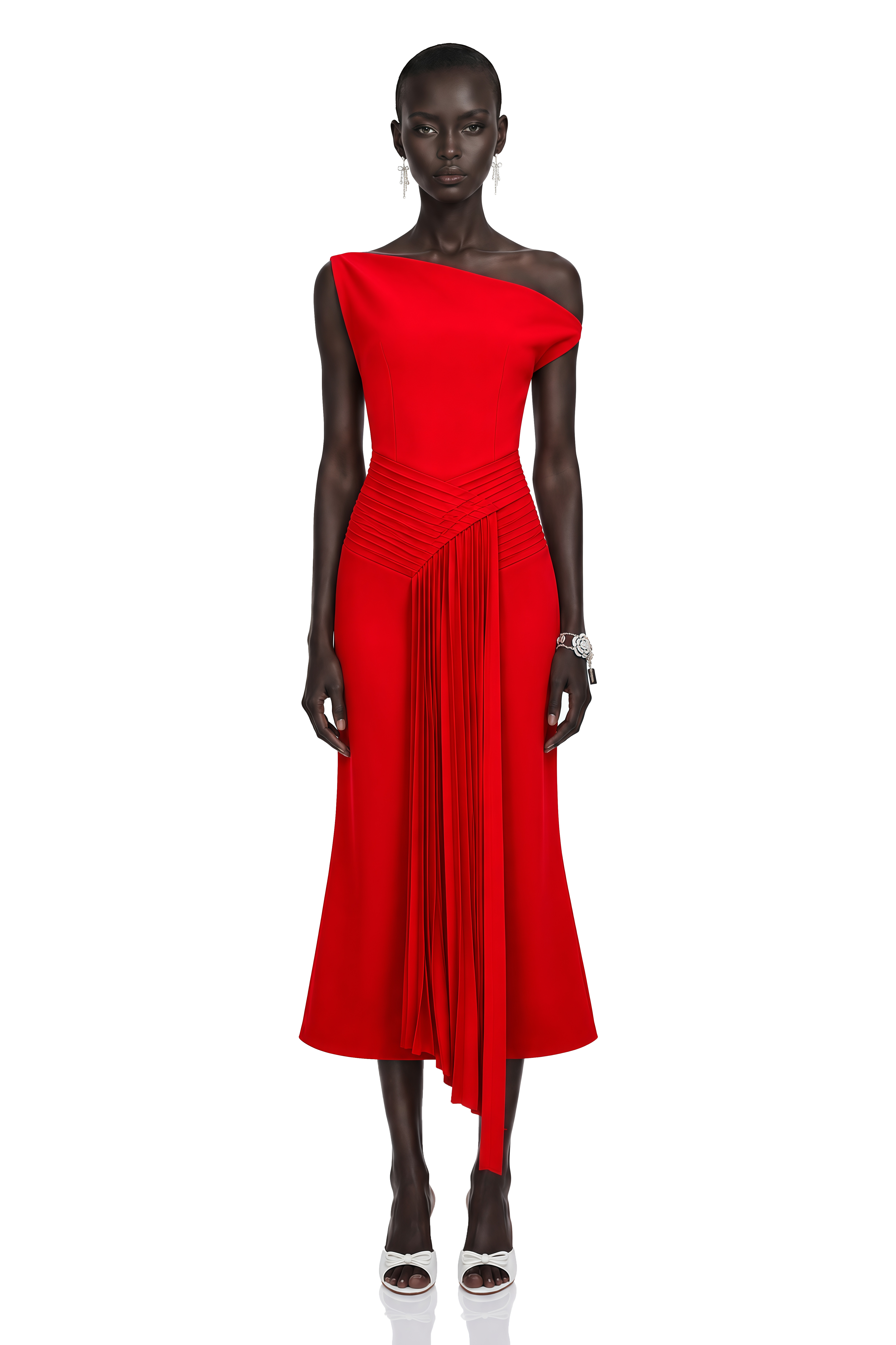 asymmetrical red dress Laurine Draped Midi in – Miss Rosier halloween Watch Sexy Backless Fringe Size:S USA