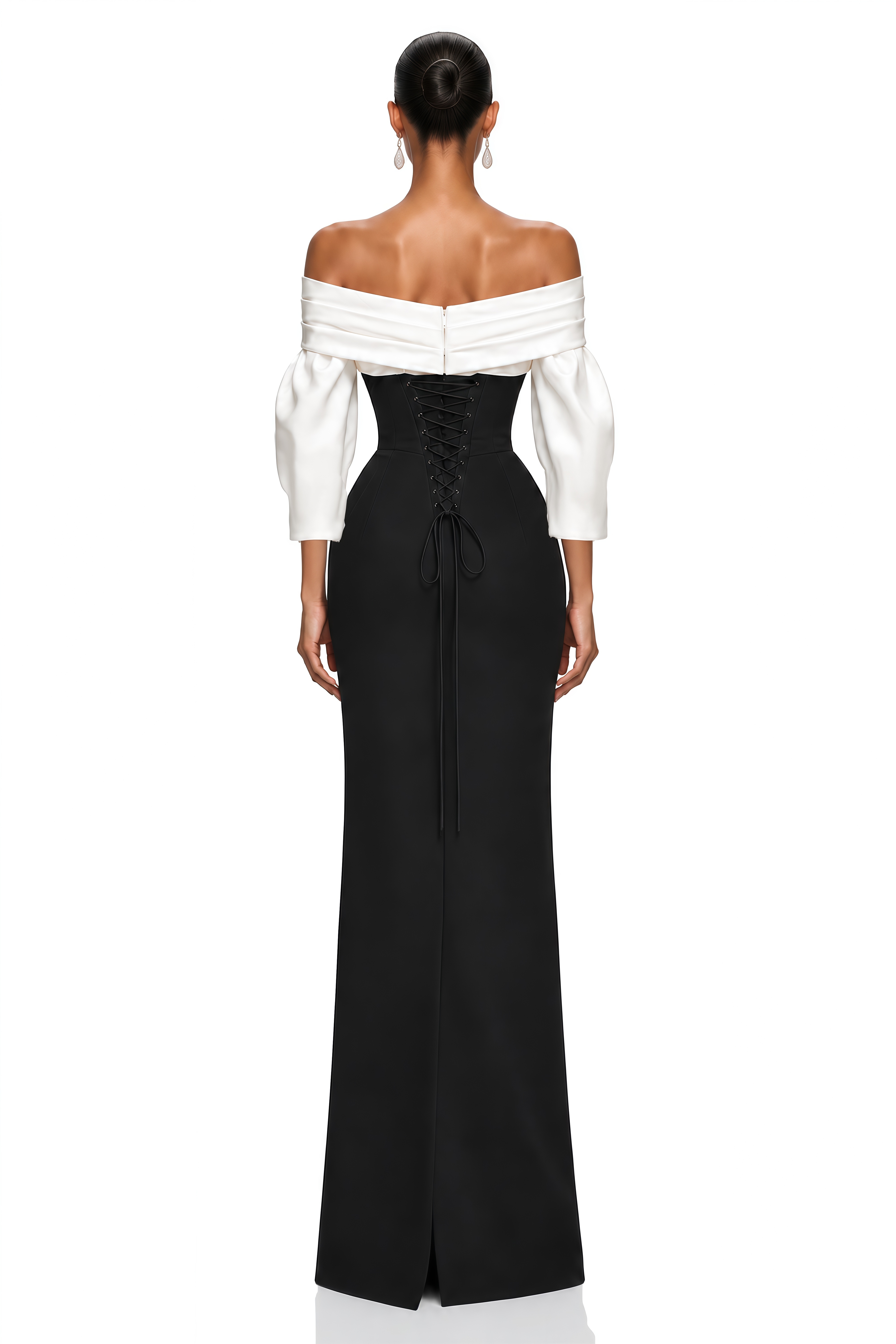 Lavinia Black Contrast Off Shoulder Corset Maxi Dress