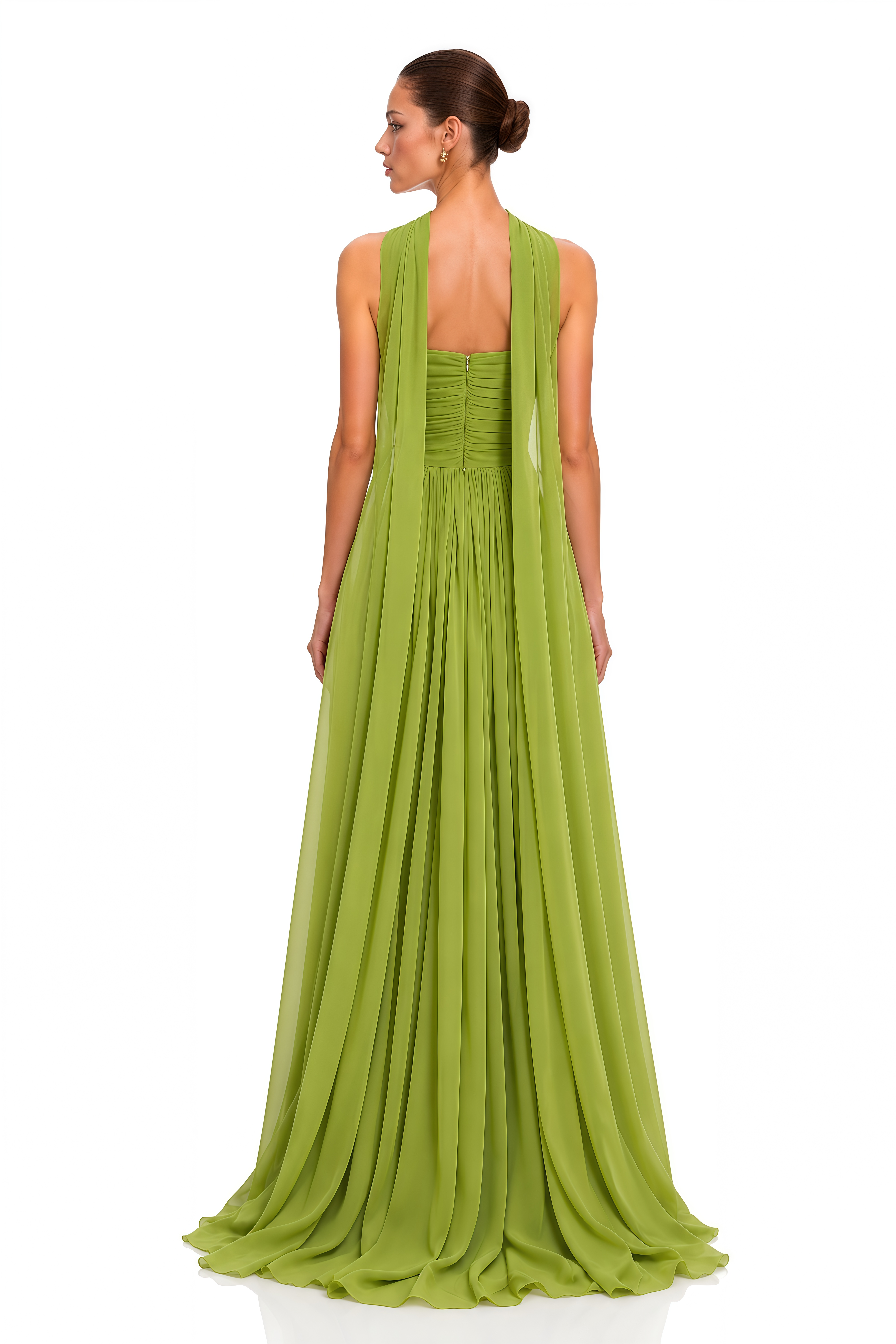 Lavinia Lime Green Strapless Draped Maxi Dress