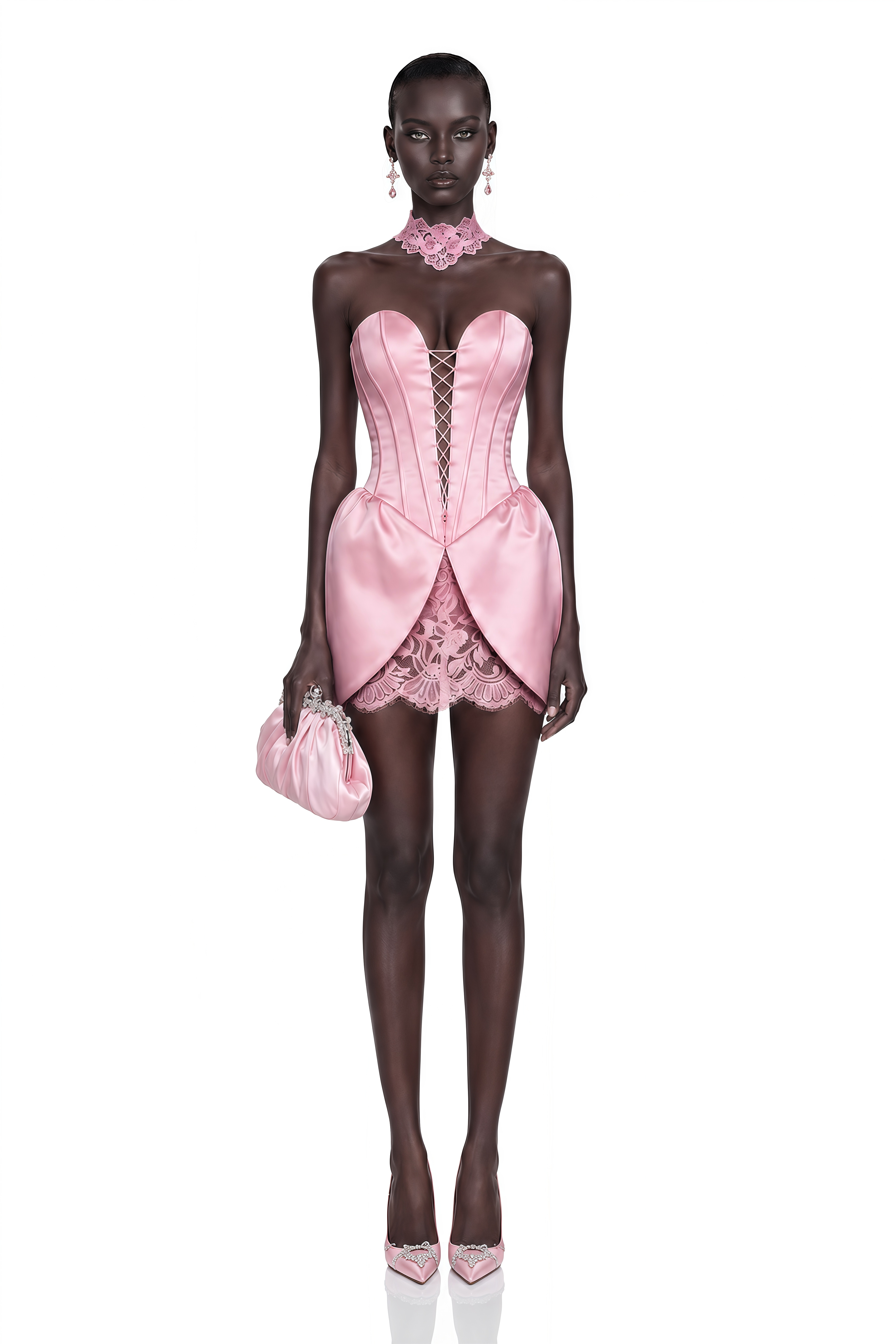 Layla Pink Lace Panel Mini Dress