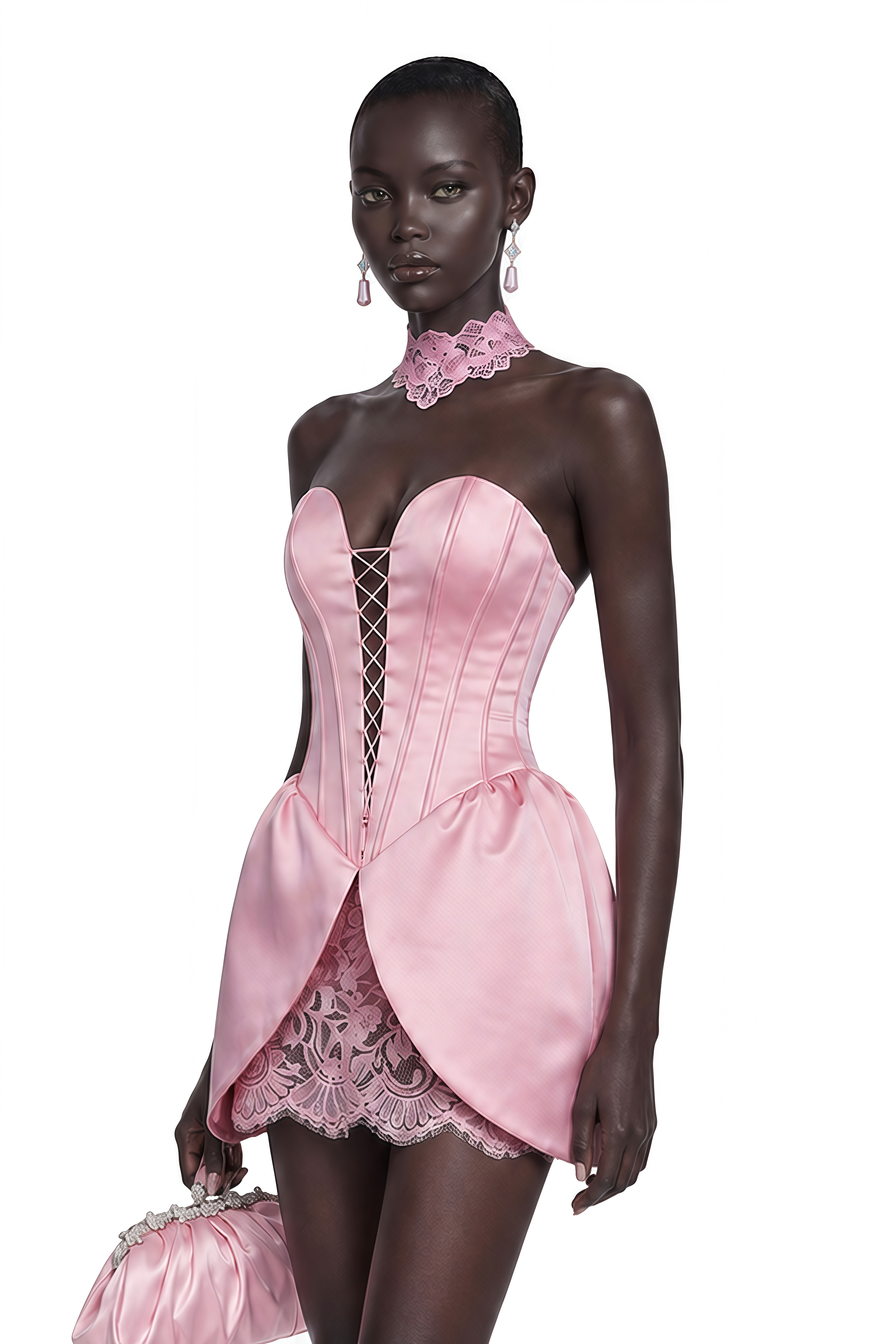 Layla Pink Lace Panel Mini Dress