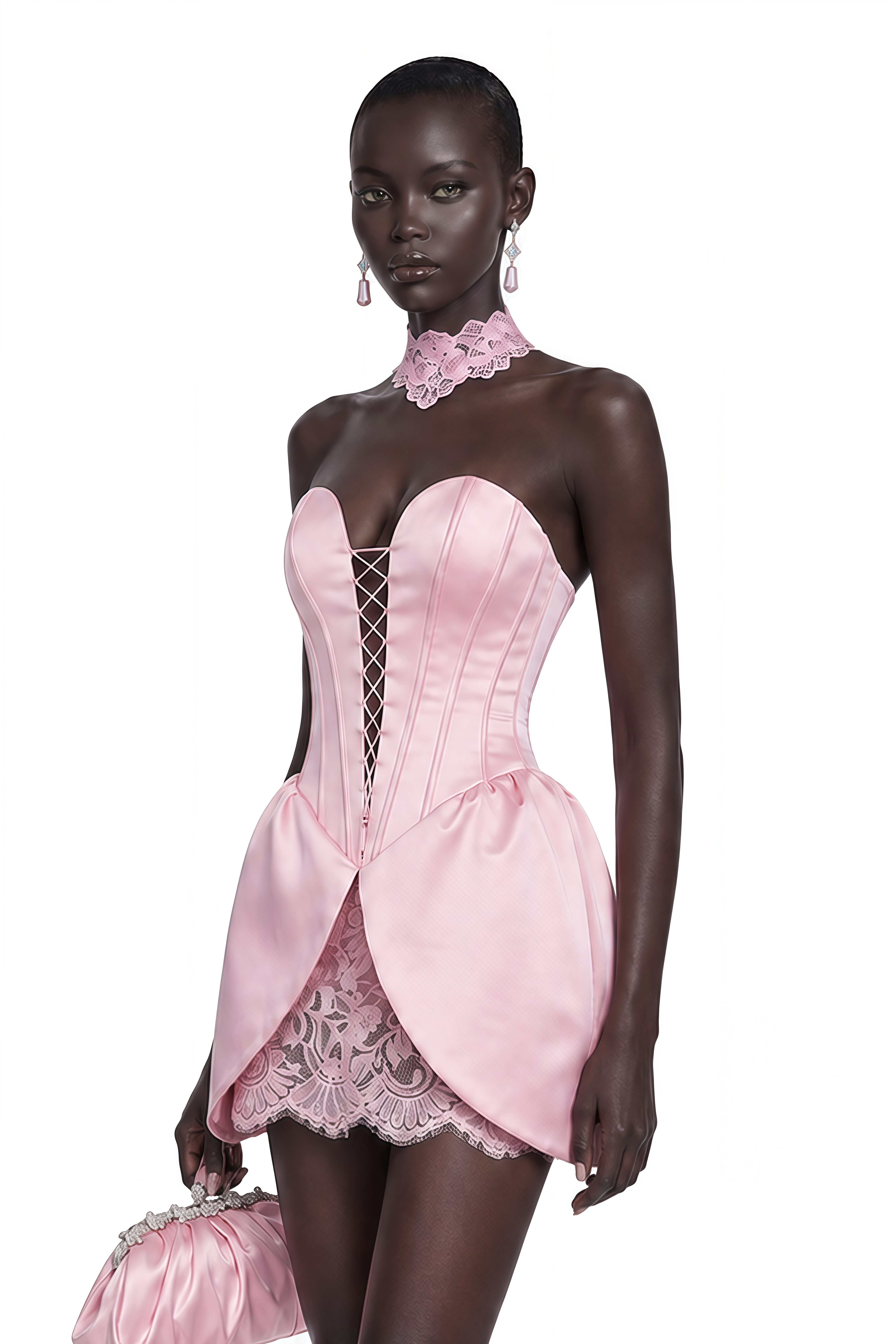 Layla Pink Lace Panel Mini Dress