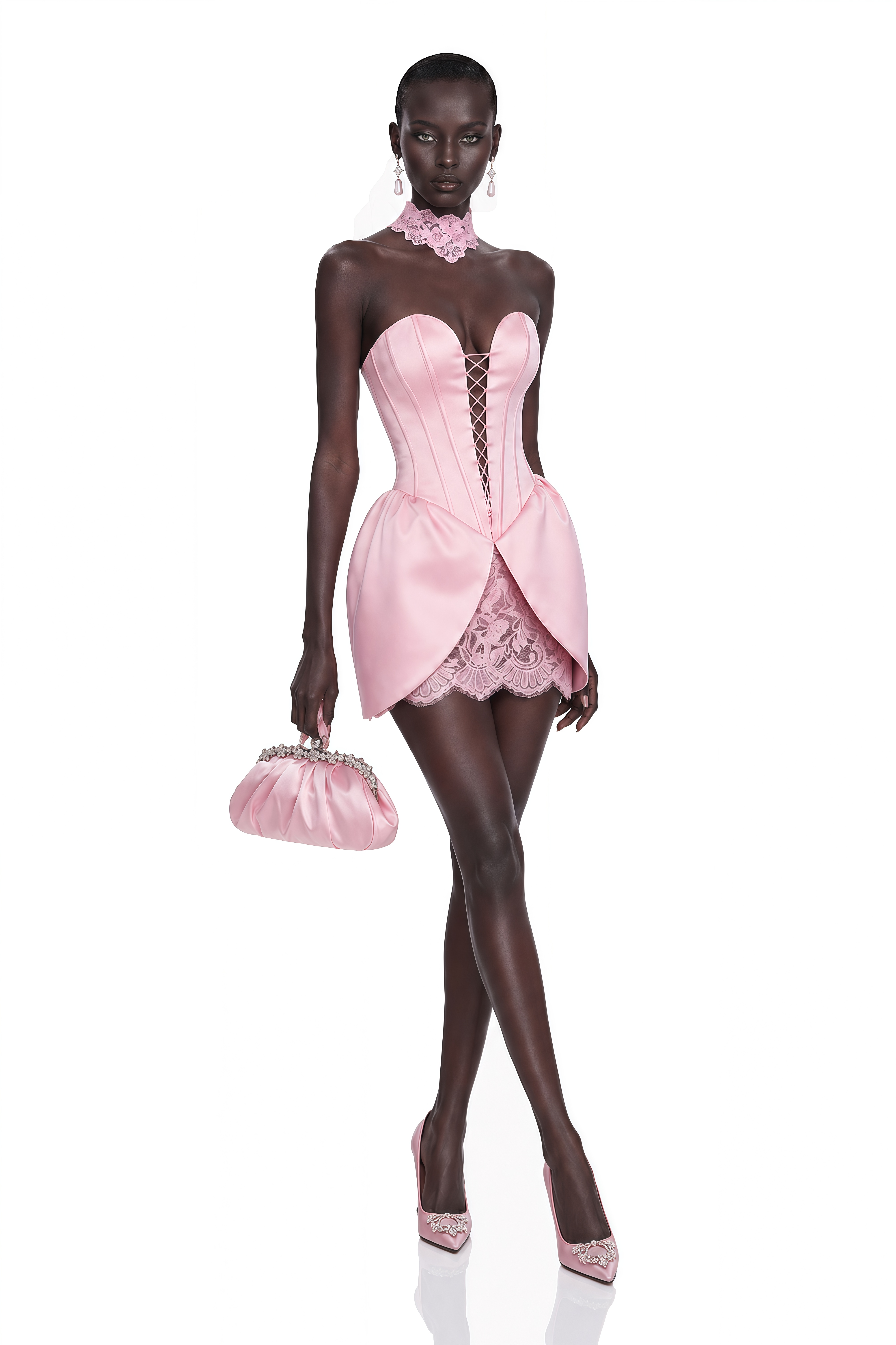 Layla Pink Lace Panel Mini Dress