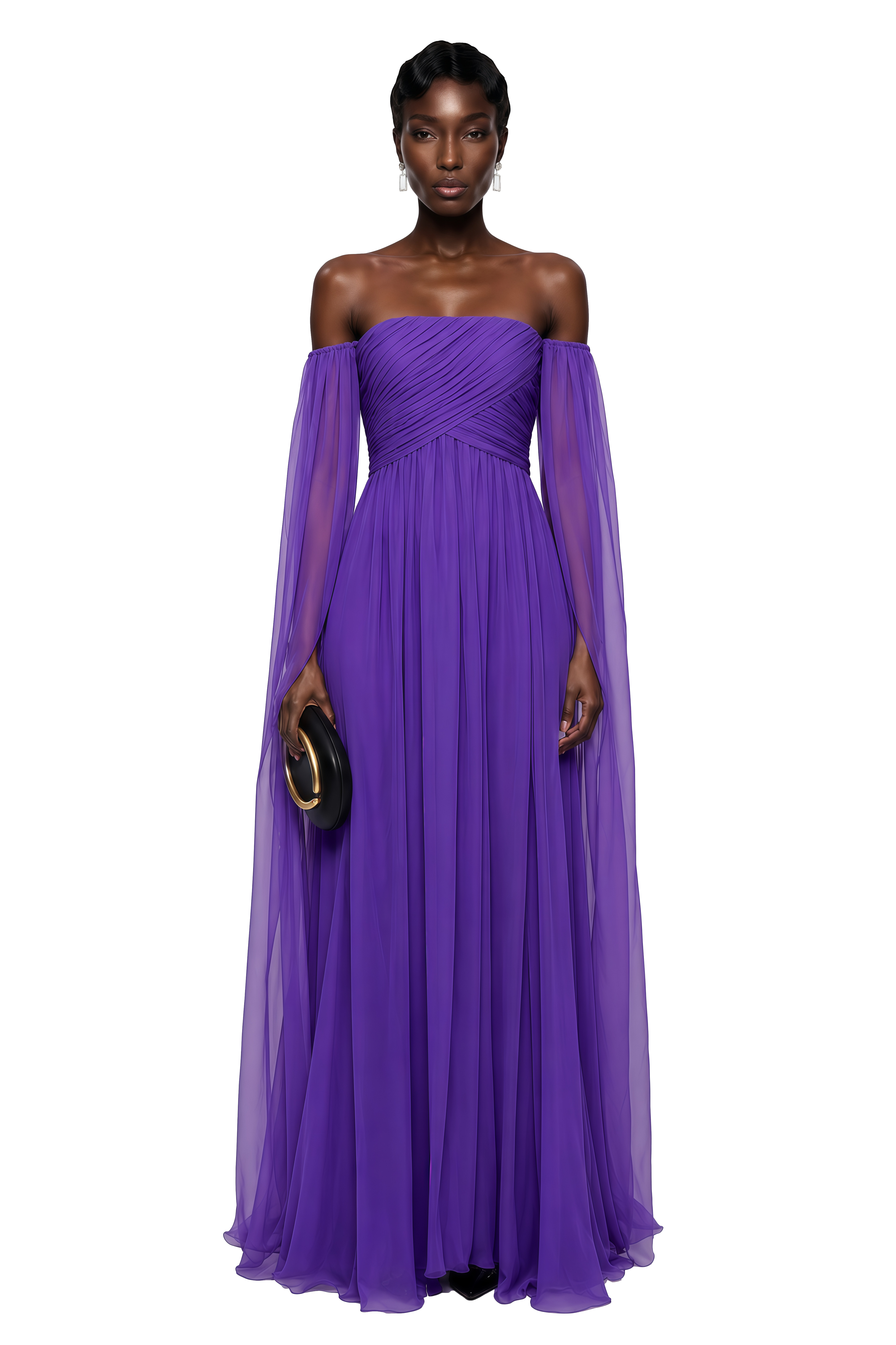 Layla Purple Off Shoulder Ruched Maxi Dress