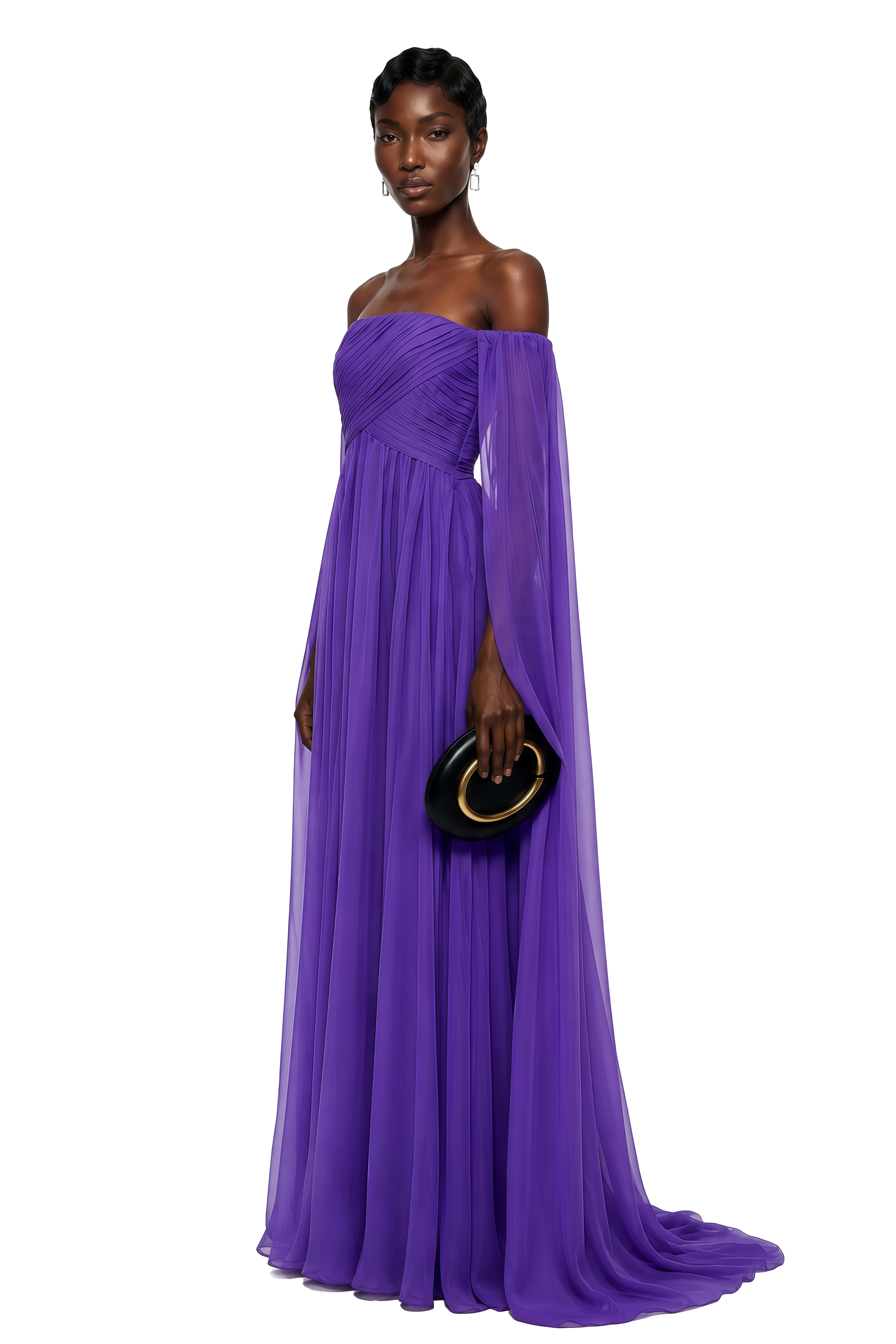 Layla Purple Off Shoulder Ruched Maxi Dress