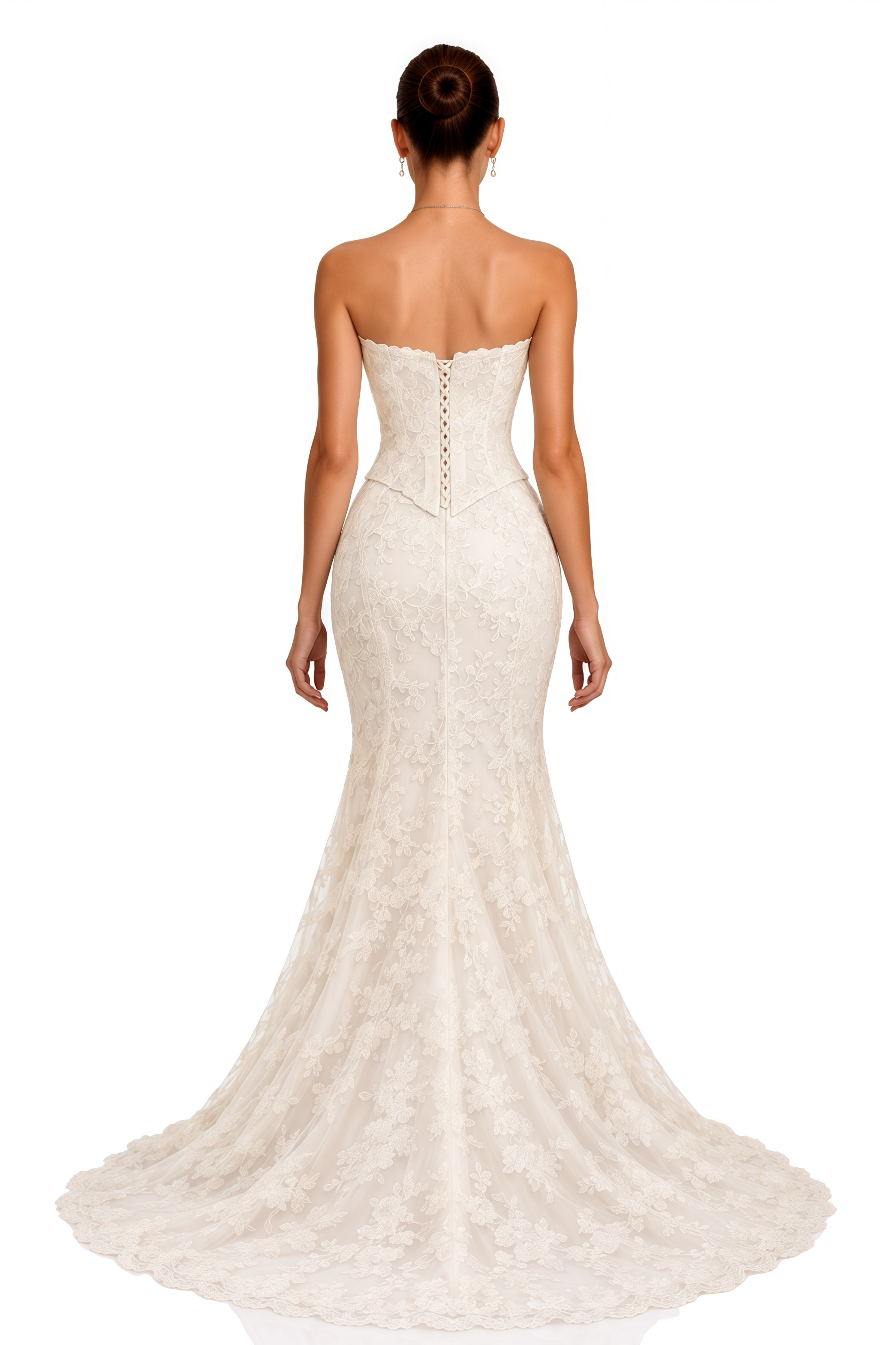 Leonie Neutral Lace Strapless Corset Top & Mermaid Skirt Set