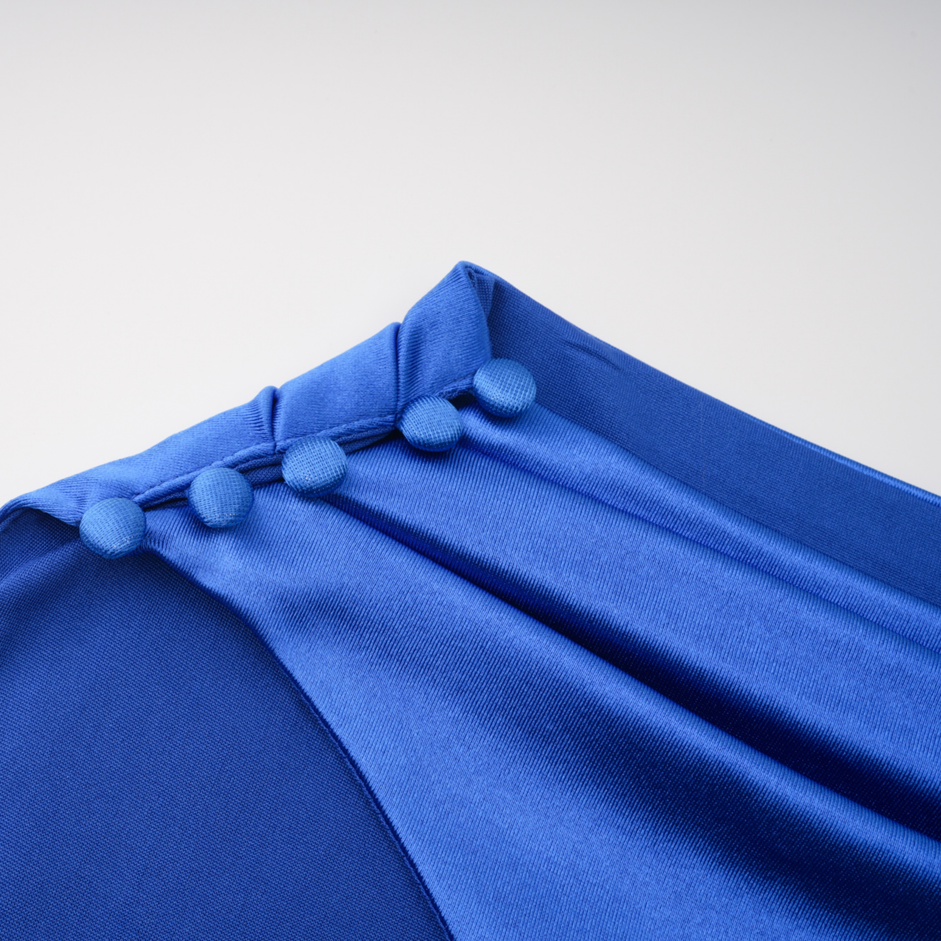 Lilou Blue Backless Satin Maxi Dress with Chiffon Drape