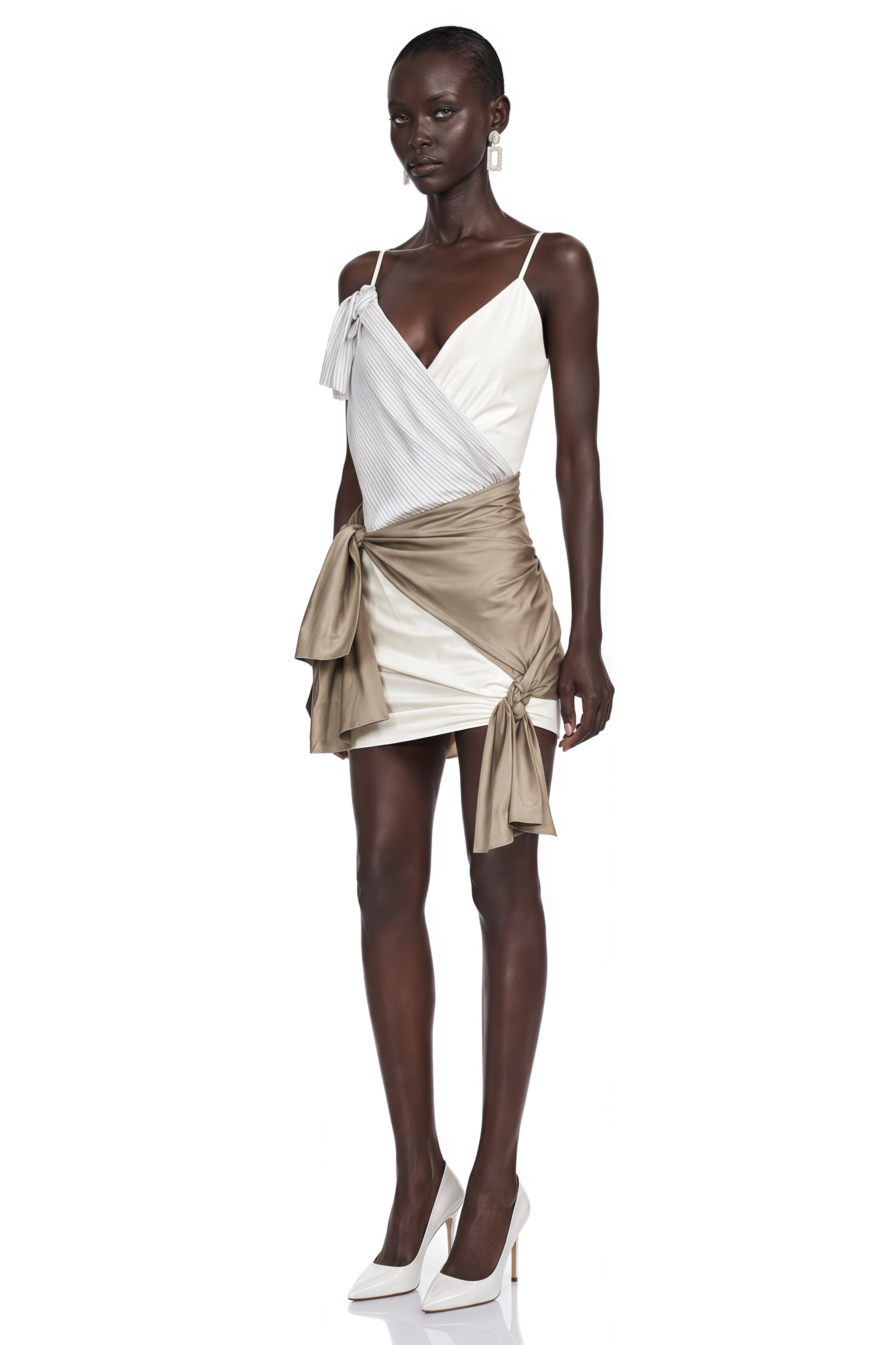 Linette Khaki Wrap Asymmetrical Mini Dress