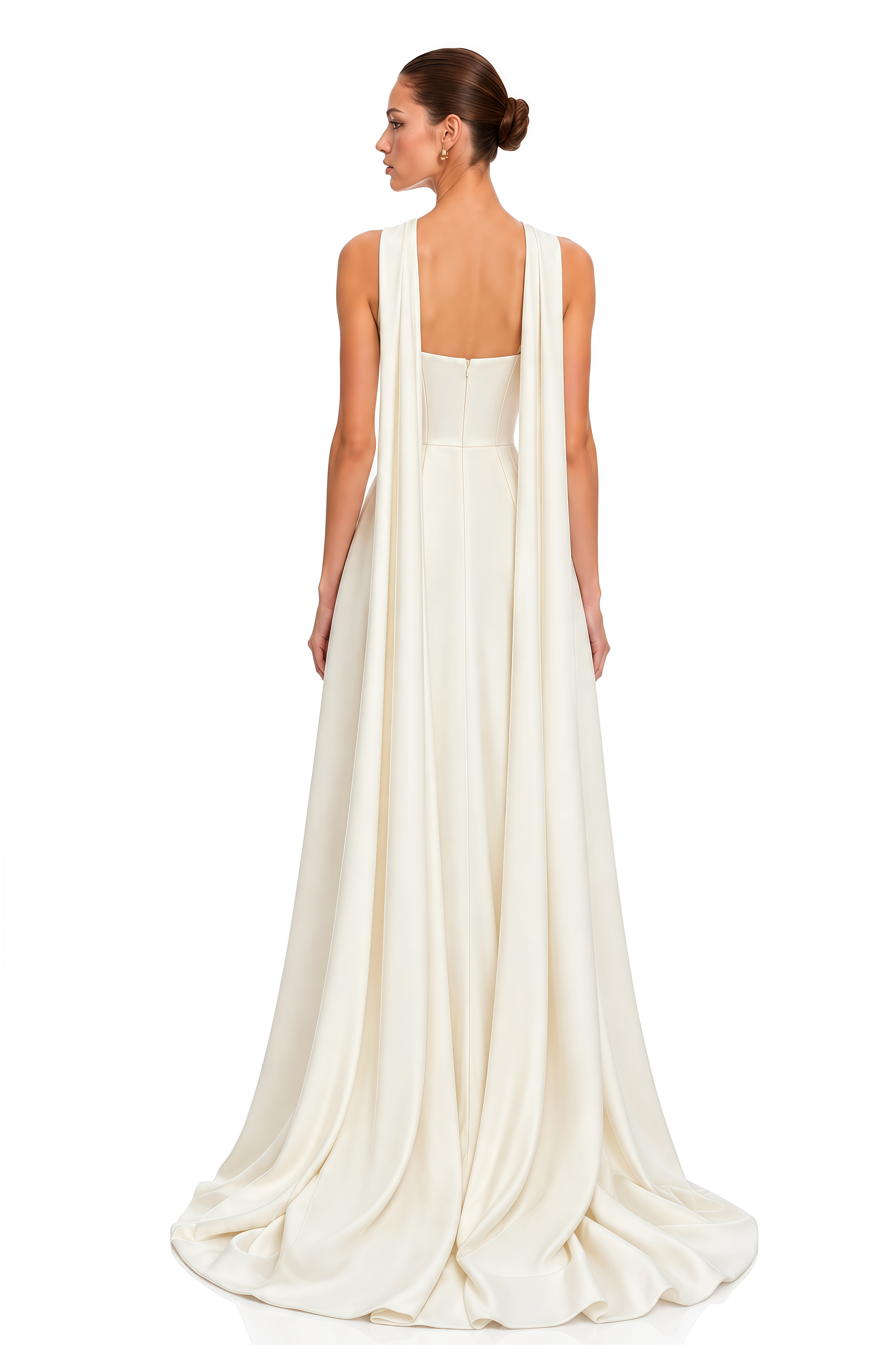 Lisanne White Strapless Draped Maxi Dress with Scarf Detail
