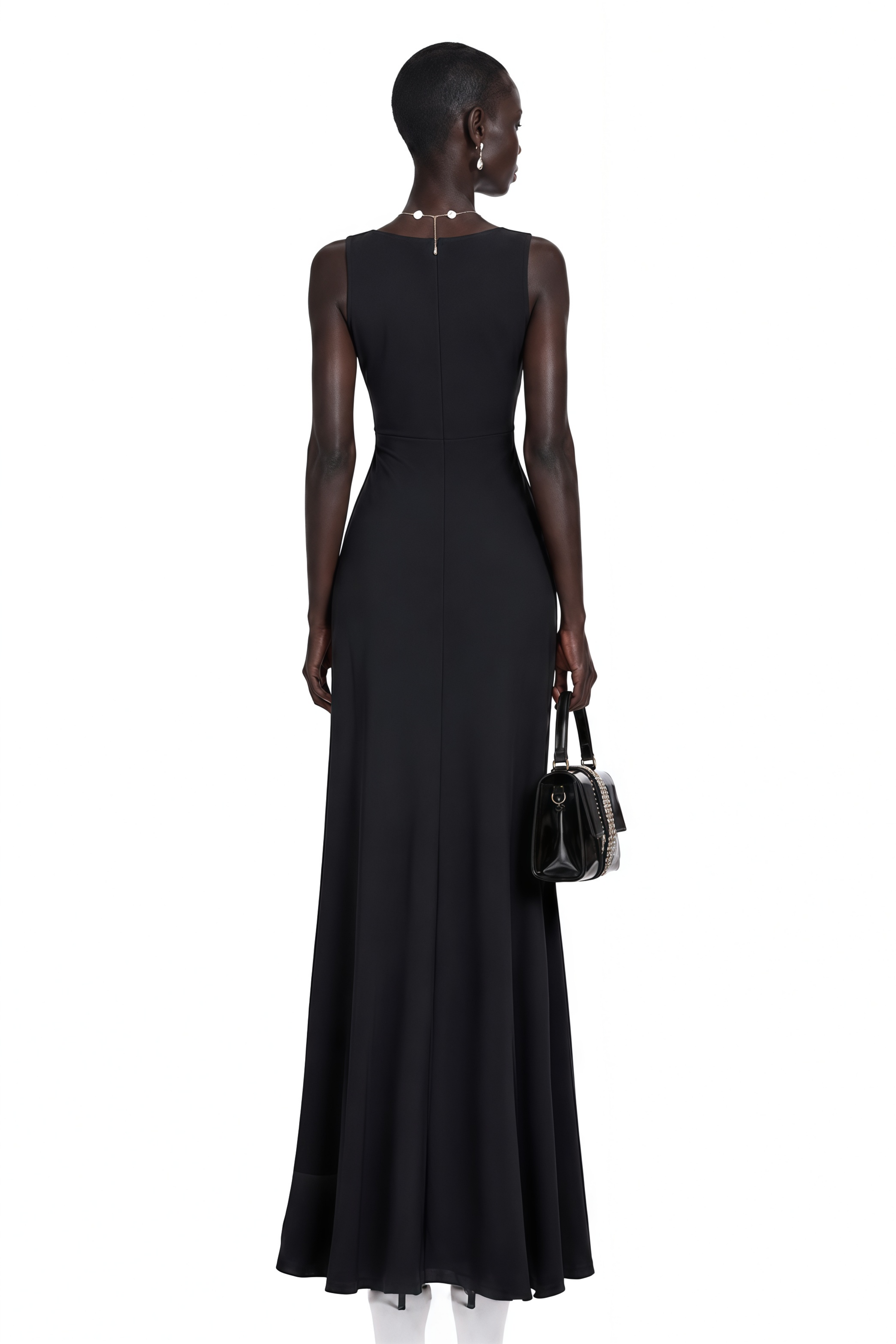 Lorelei Black Color-Block V-Neck Top & Pleated Maxi Skirt Set 