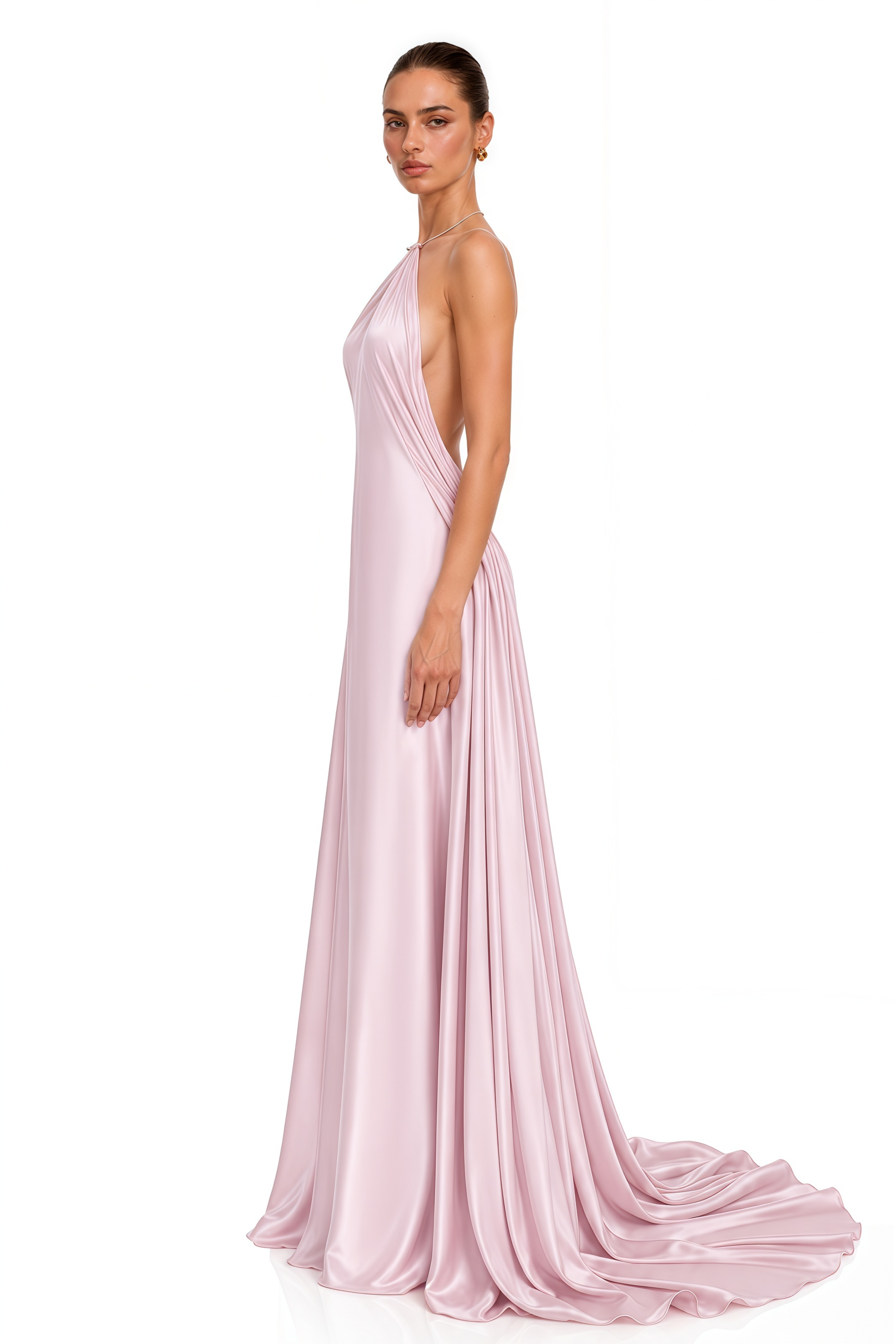 Lorelei Pink Halterneck Draped Maxi Dress