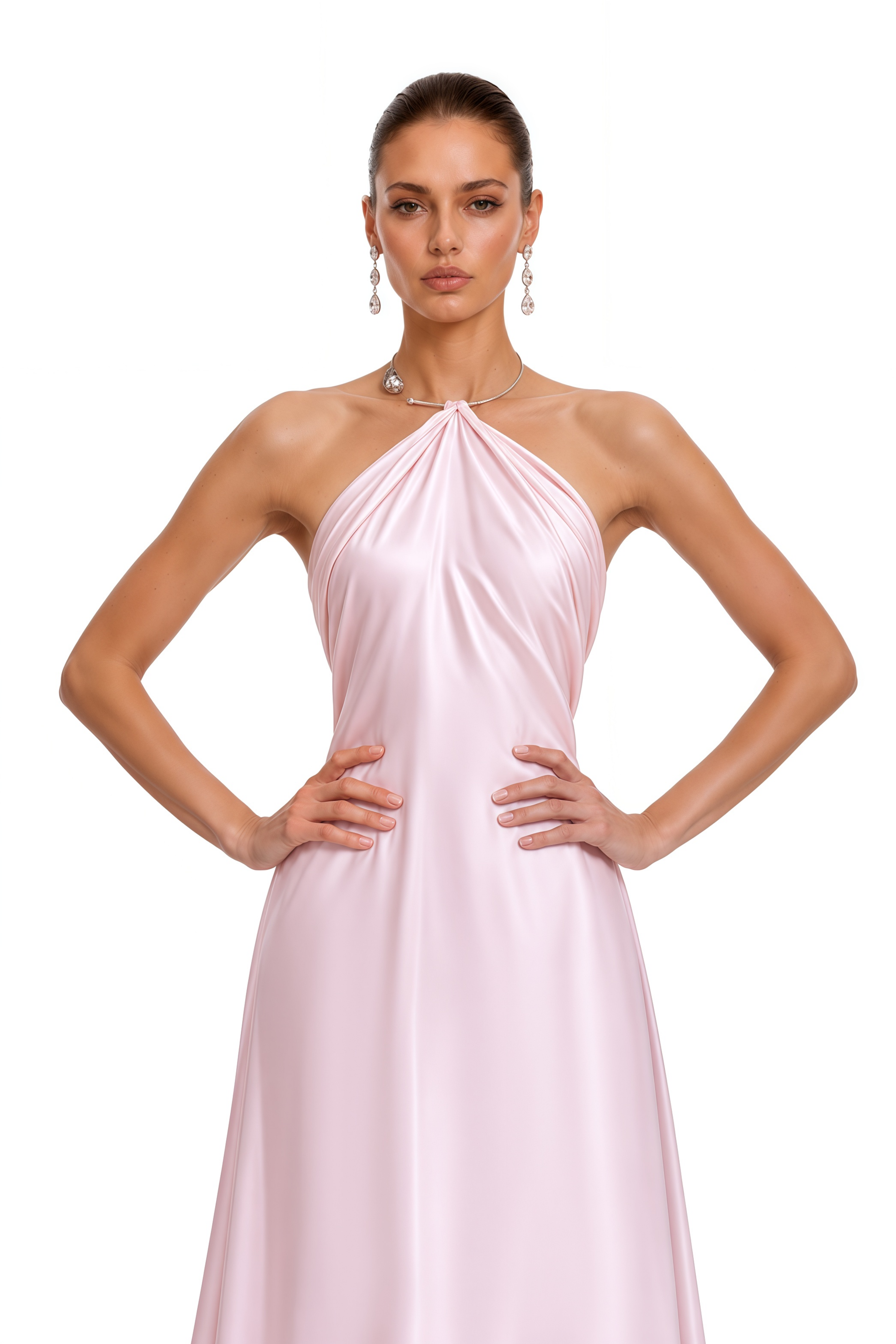 Lorelei Pink Halterneck Draped Maxi Dress