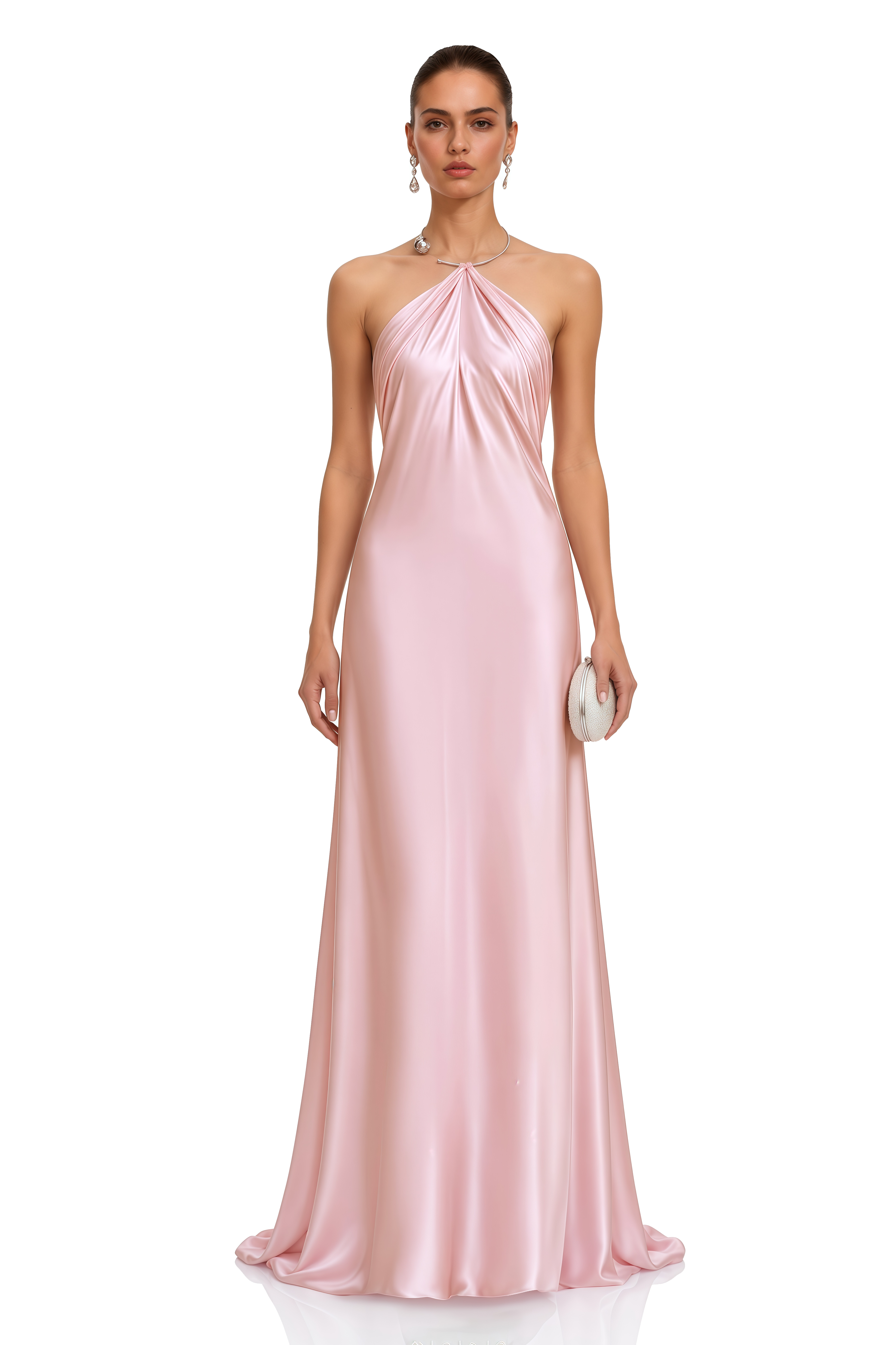 Lorelei Pink Halterneck Draped Maxi Dress