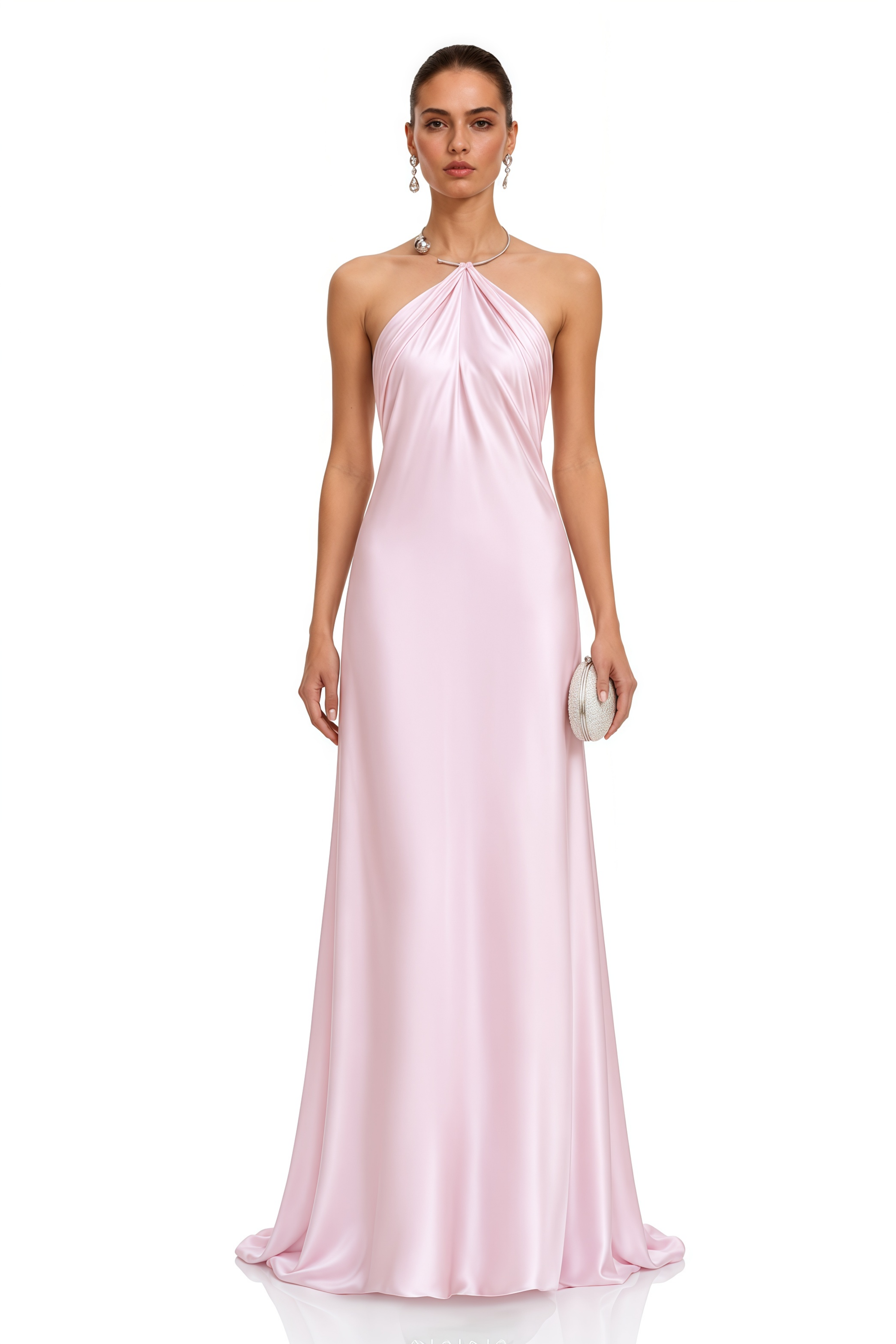 Lorelei Pink Halterneck Draped Maxi Dress