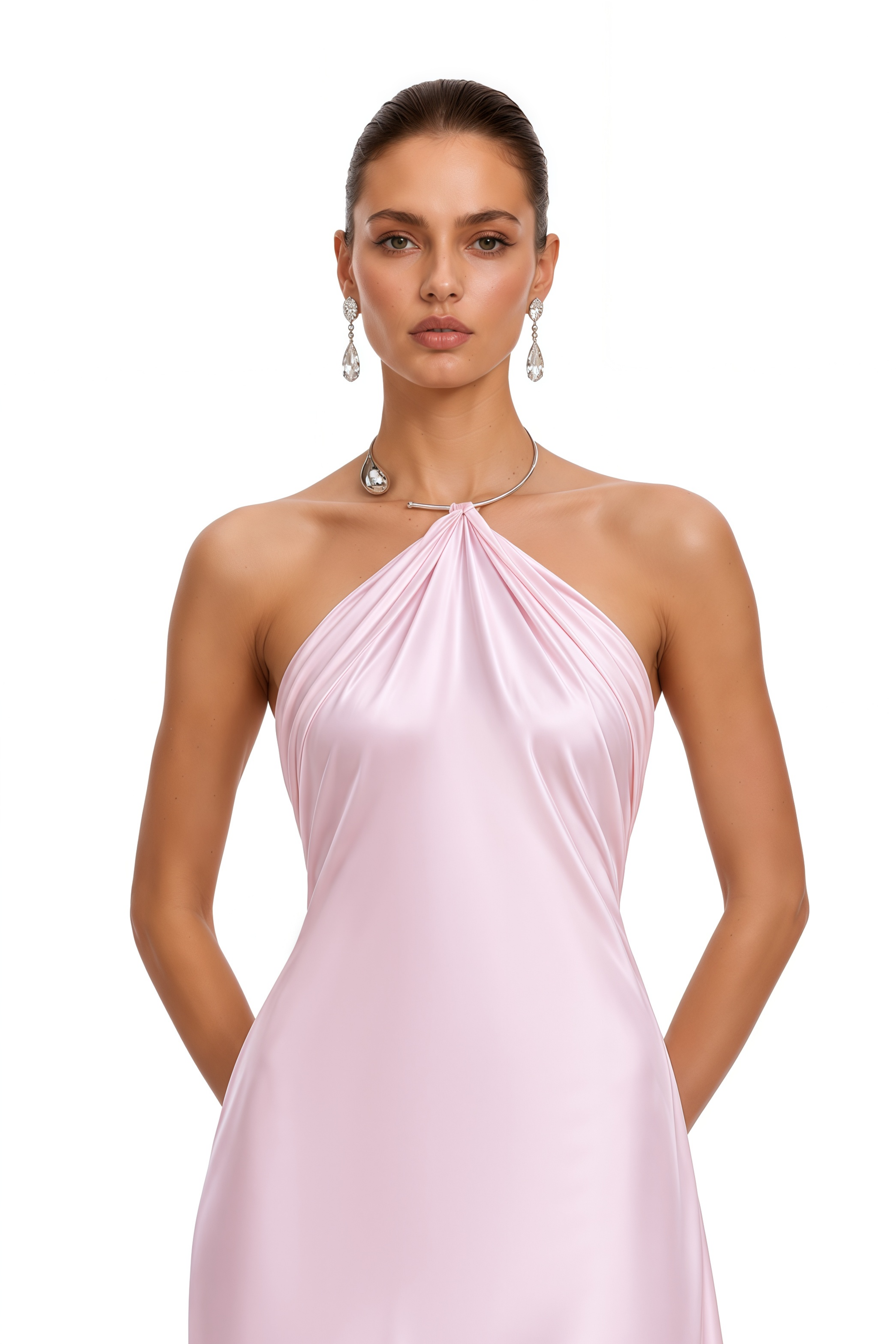Lorelei Pink Halterneck Draped Maxi Dress