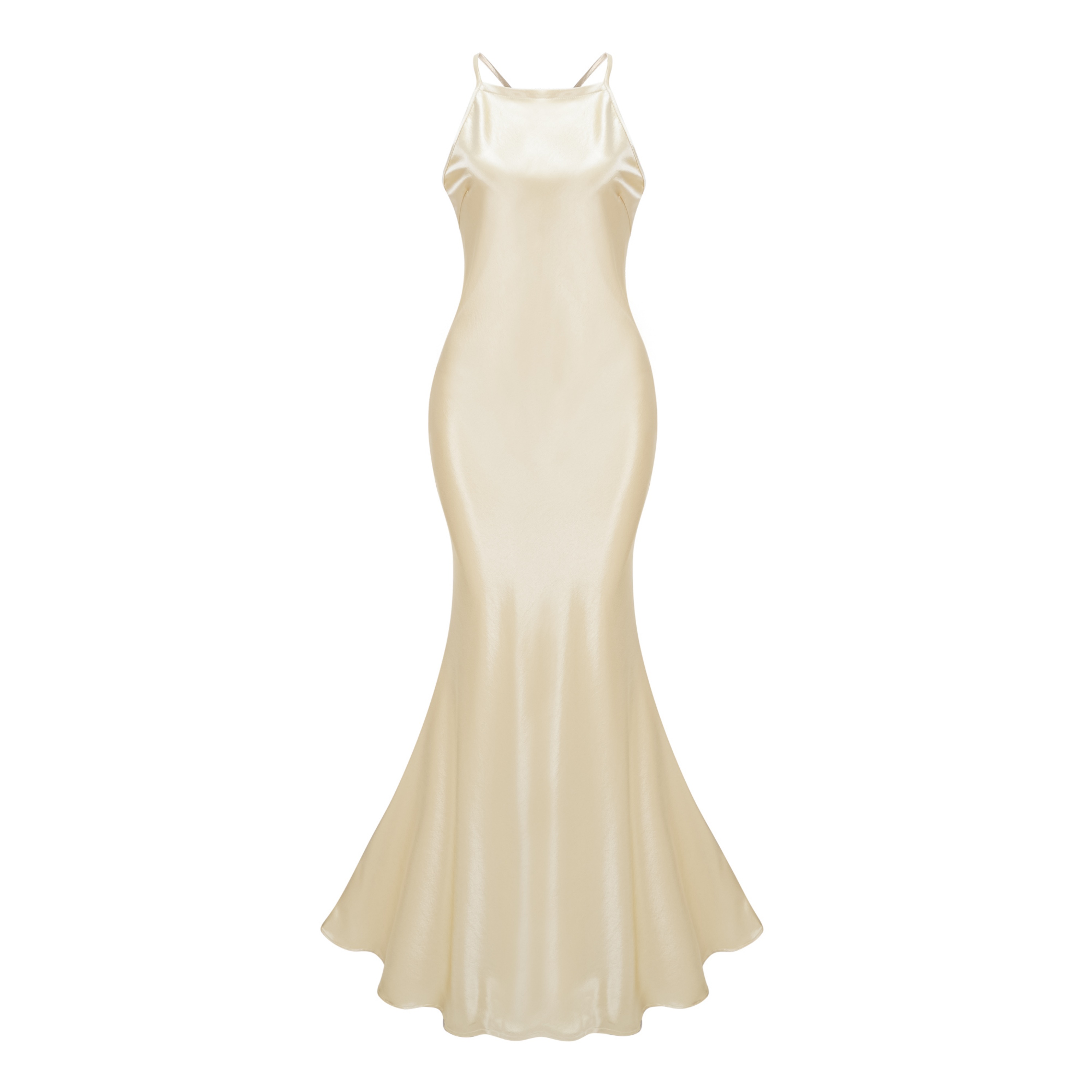 Loviatar Gold Backless Satin Maxi Dress