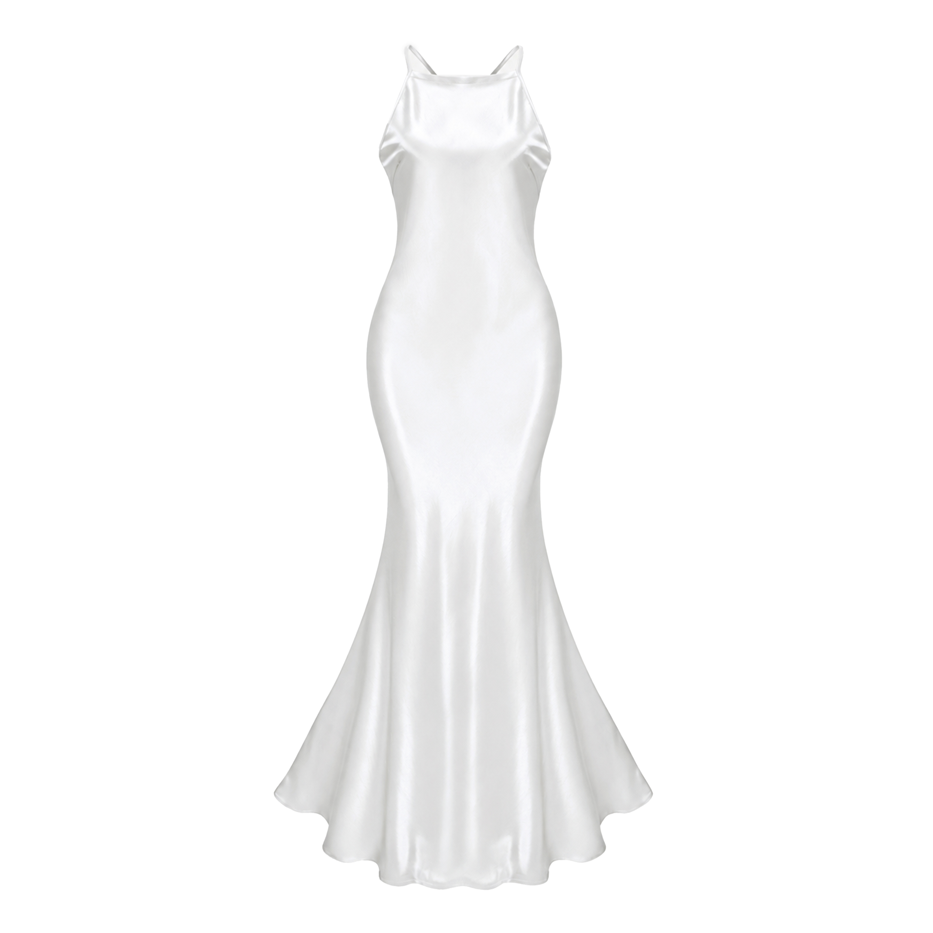 Loviatar White Backless Satin Maxi Dress