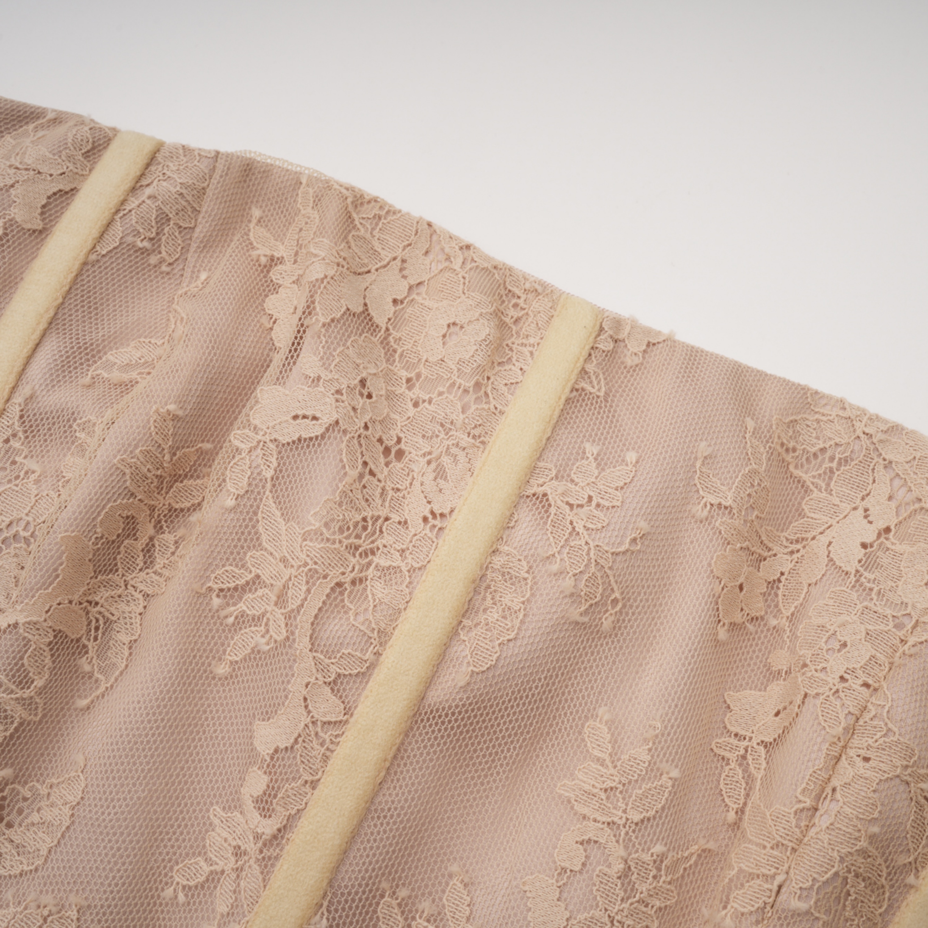 Lovise Neutral Ruched Maxi Dress with Lace Cape