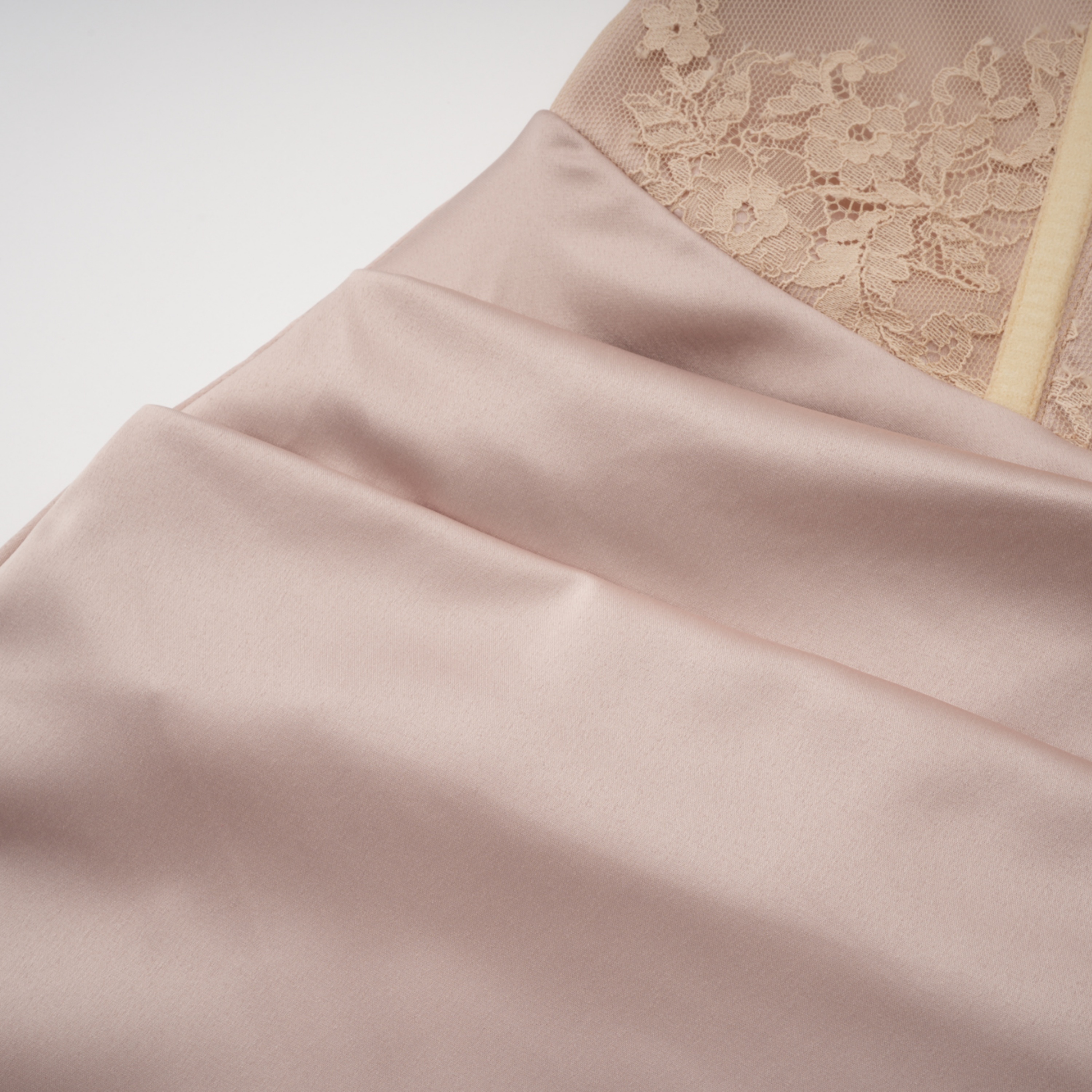 Lovise Neutral Ruched Maxi Dress with Lace Cape