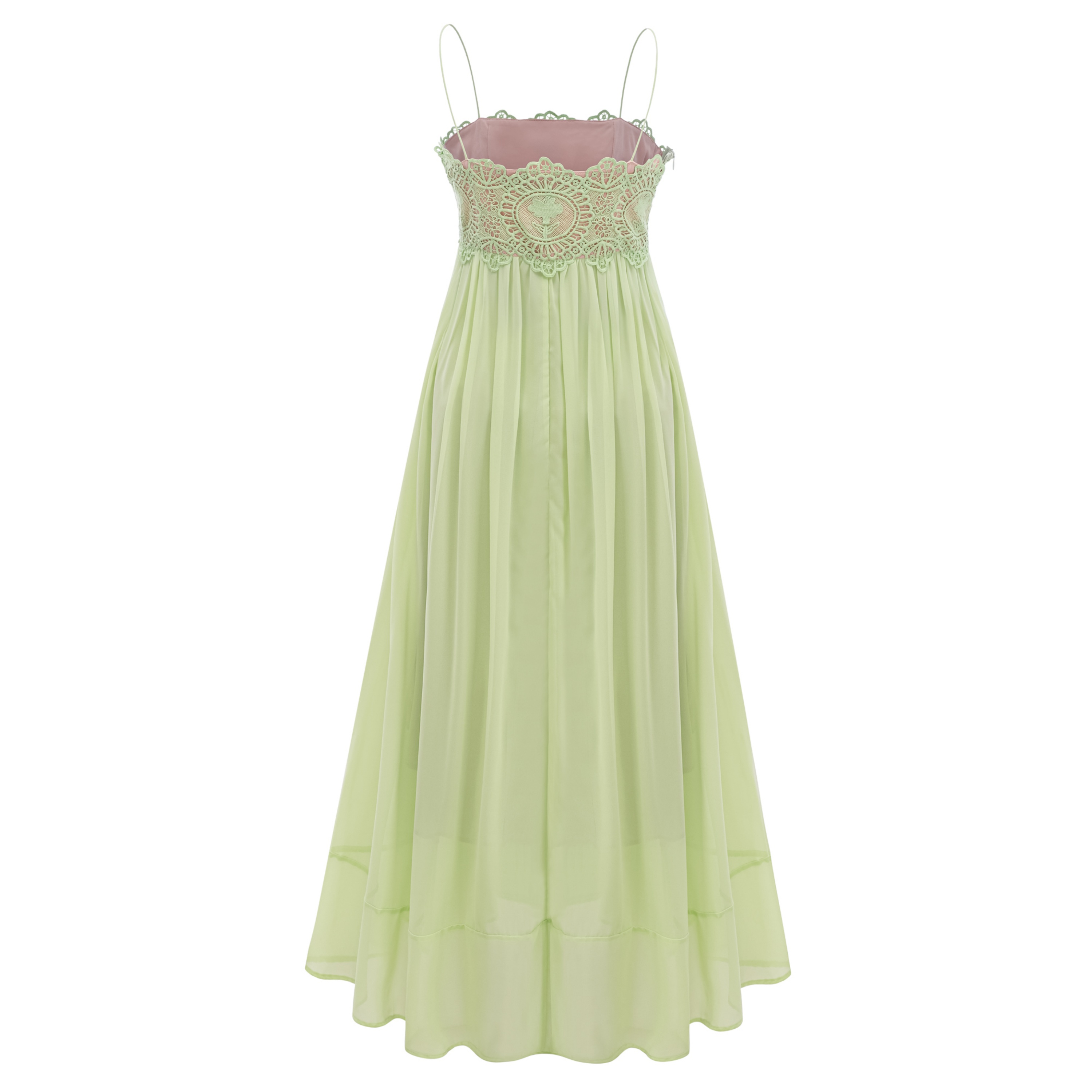 Luciana Emerald Green Sleeveless Maxi Dress with Lace Panels