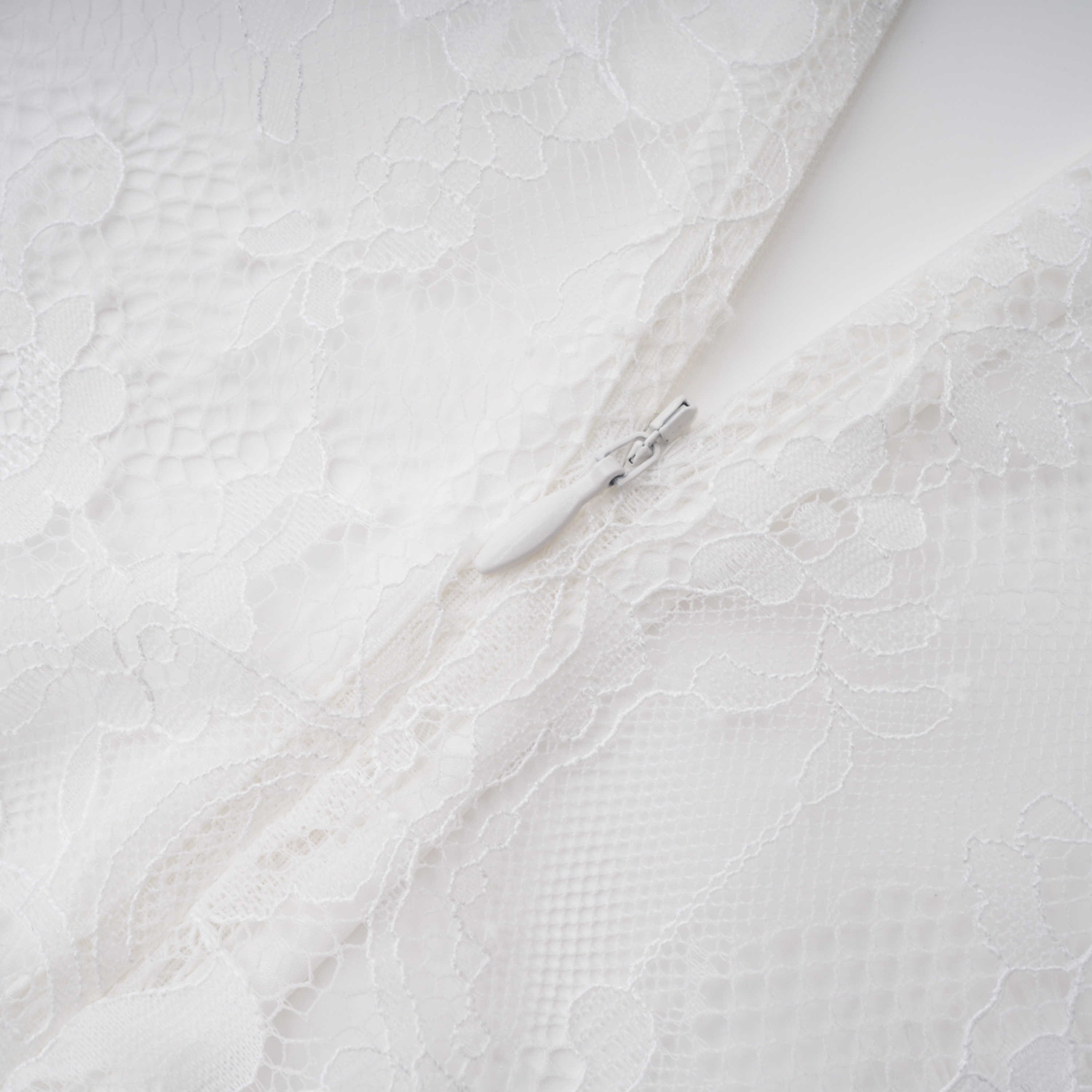 Luciana White Plunge Neck Maxi Dress with Lace Panel