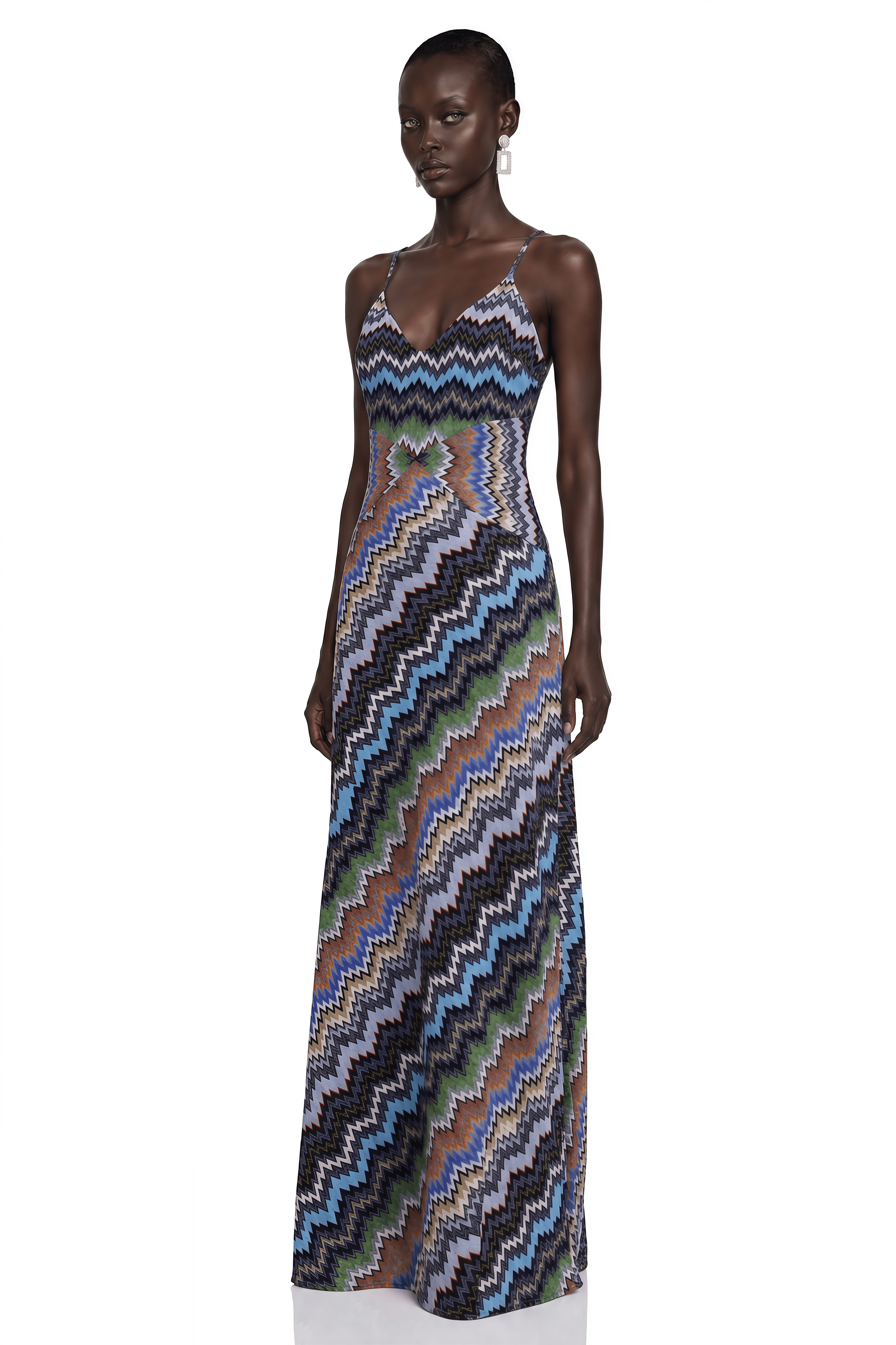 Mabel Blue Printed Maxi Dress With Spaghetti Straps
