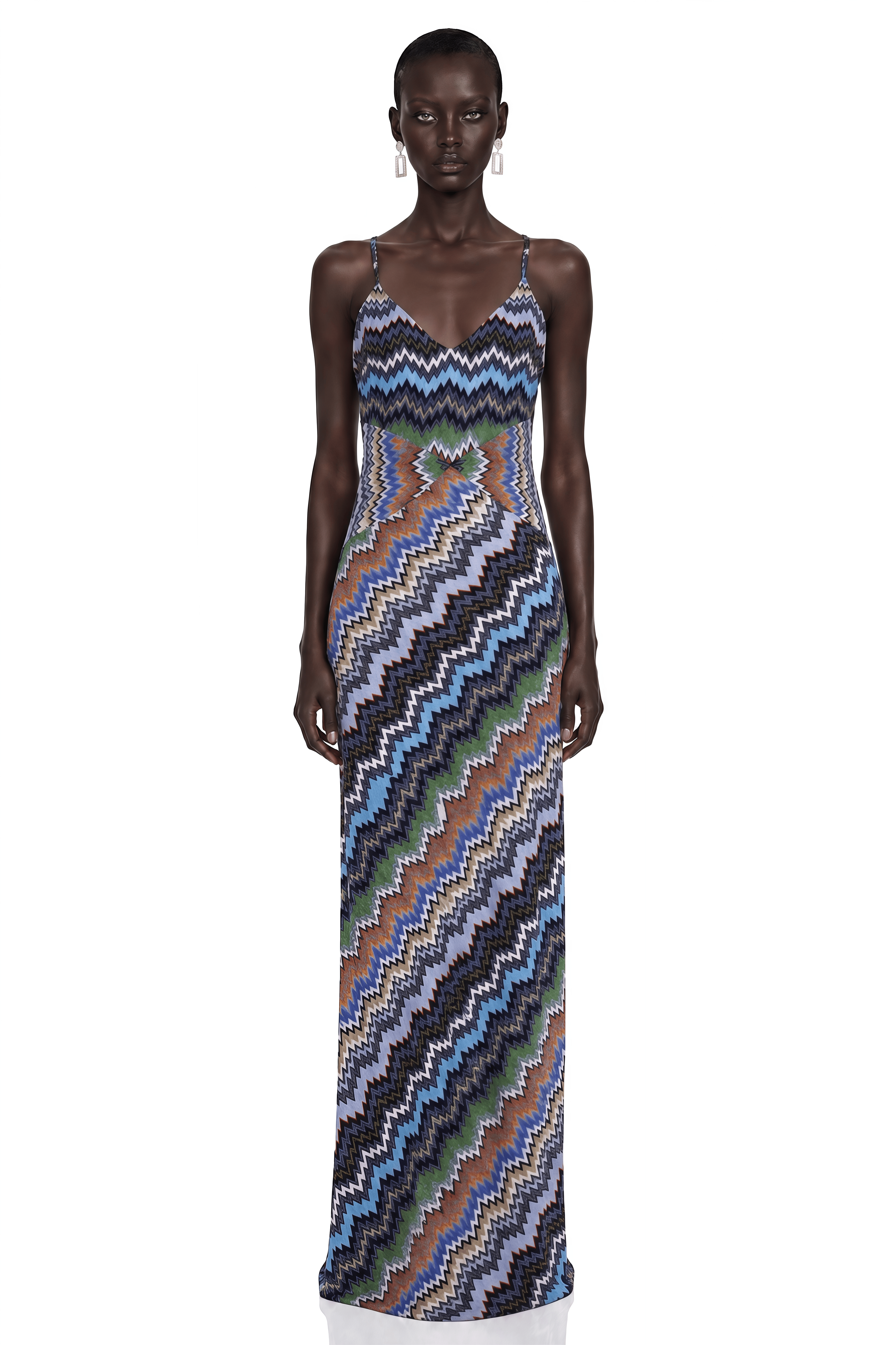 Mabel Blue Printed Maxi Dress With Spaghetti Straps