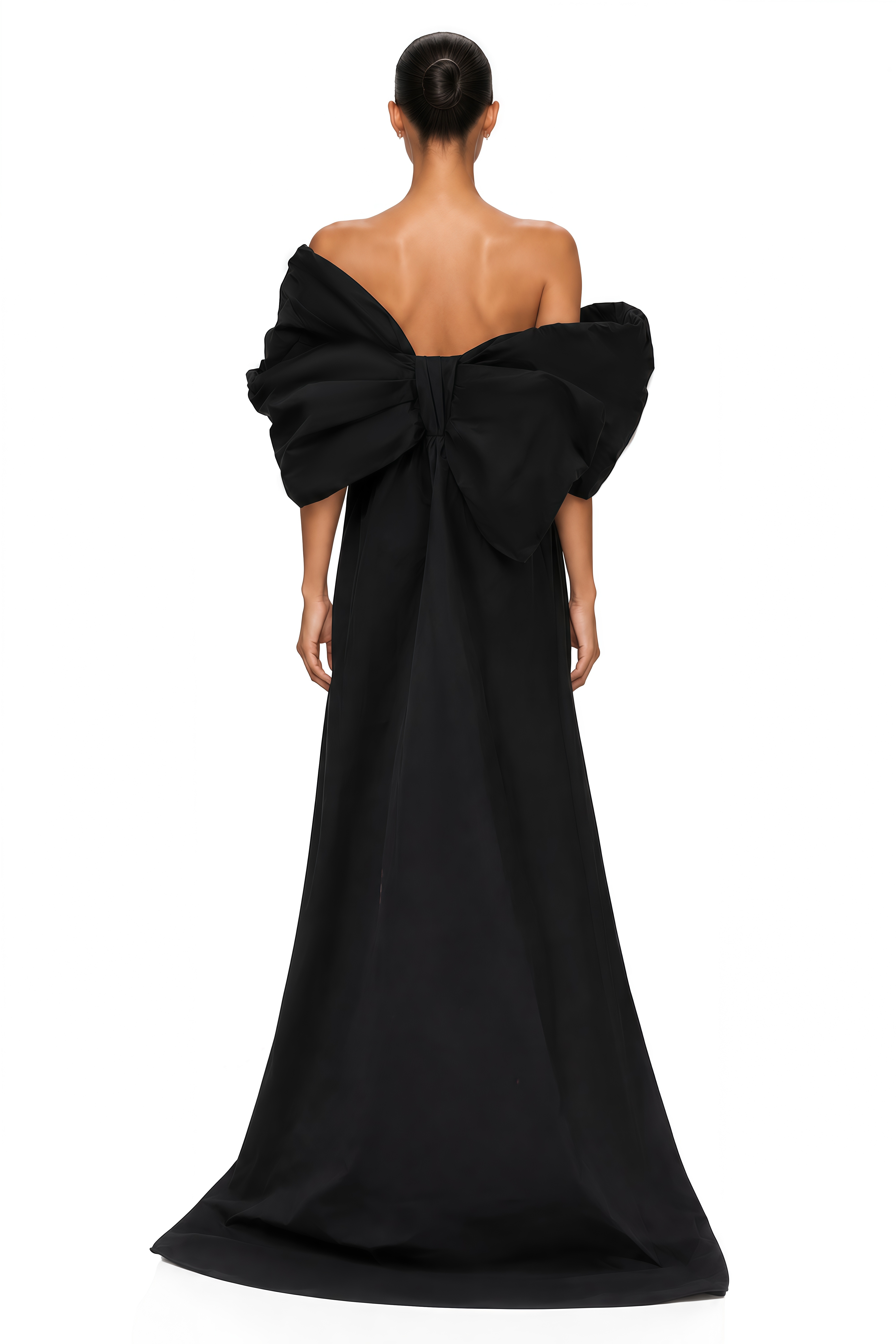 Mabel White Sculptural Bow Off Shoulder Maxi Dress