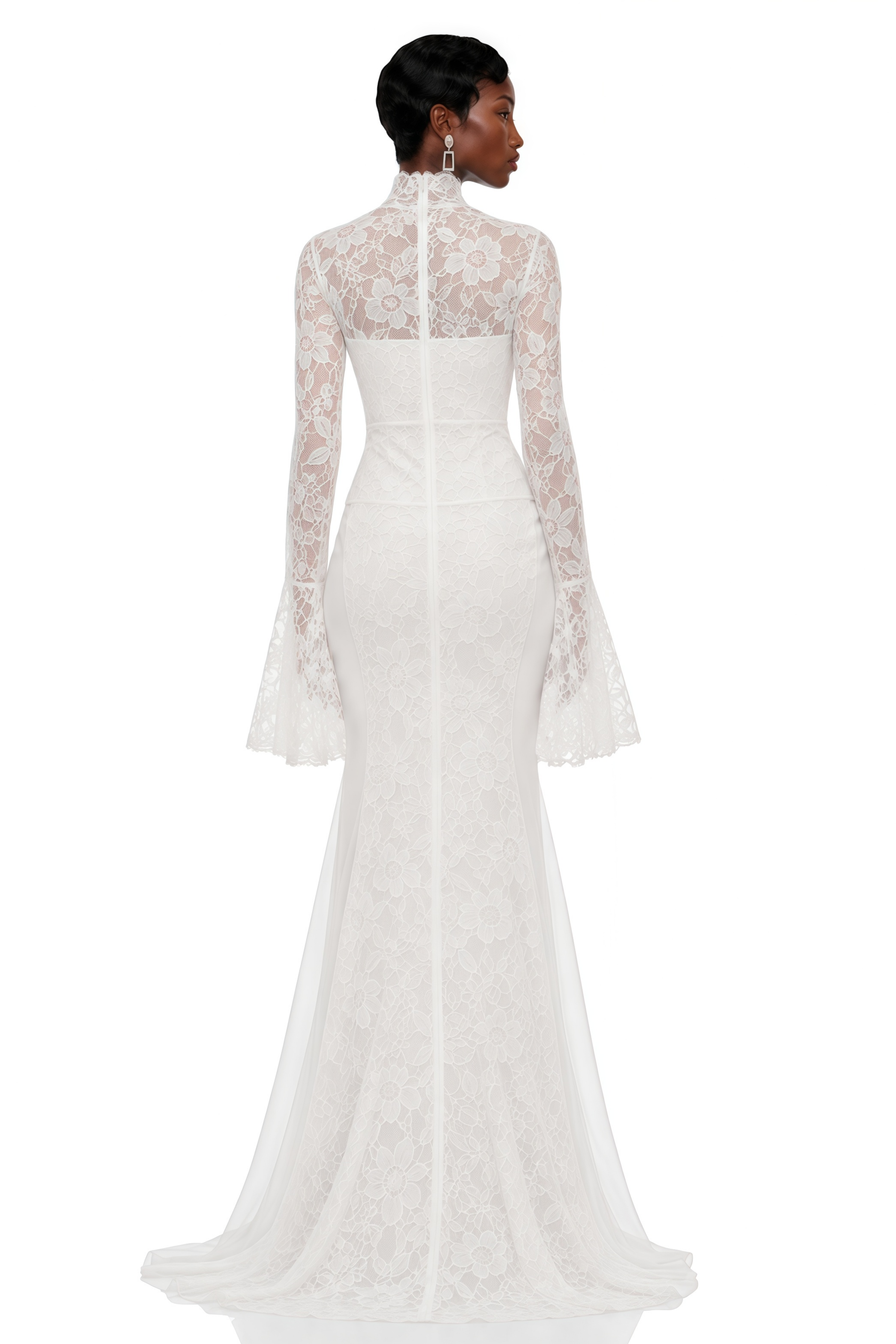 Malgorzata White Cut-Out Maxi Dress with Train