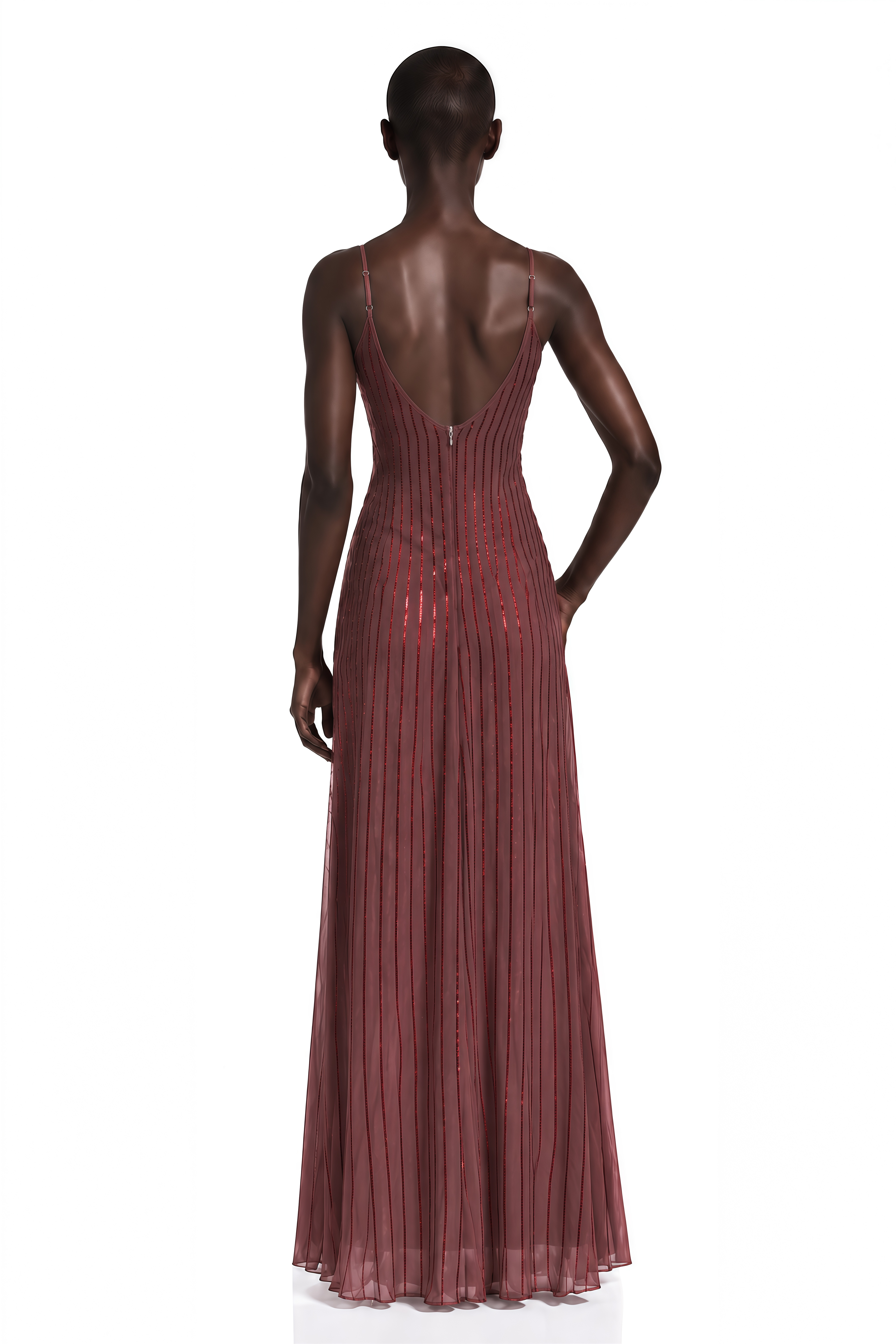 Marceline Chocolate Brown Ruffled Lace Maxi Dress