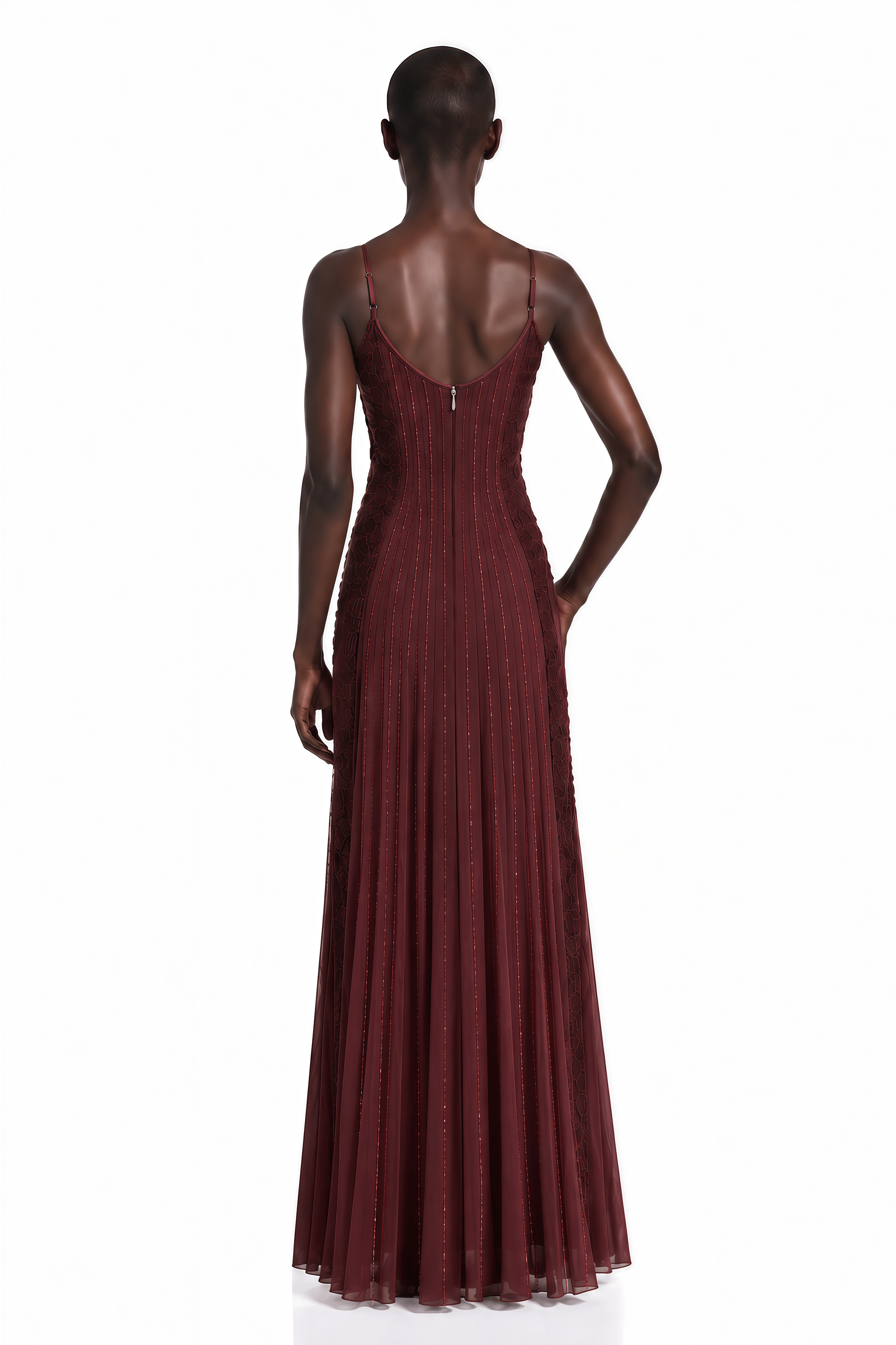 Marceline Chocolate Brown Ruffled Lace Maxi Dress