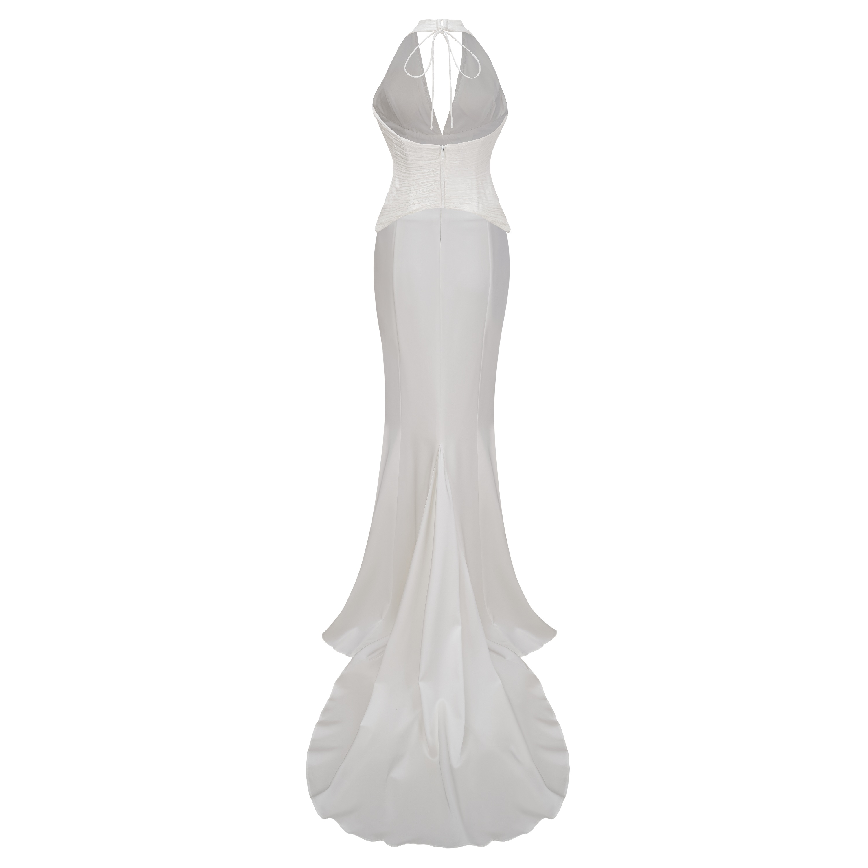 Maren Ivory Halterneck Ruched Top & Skirt Set