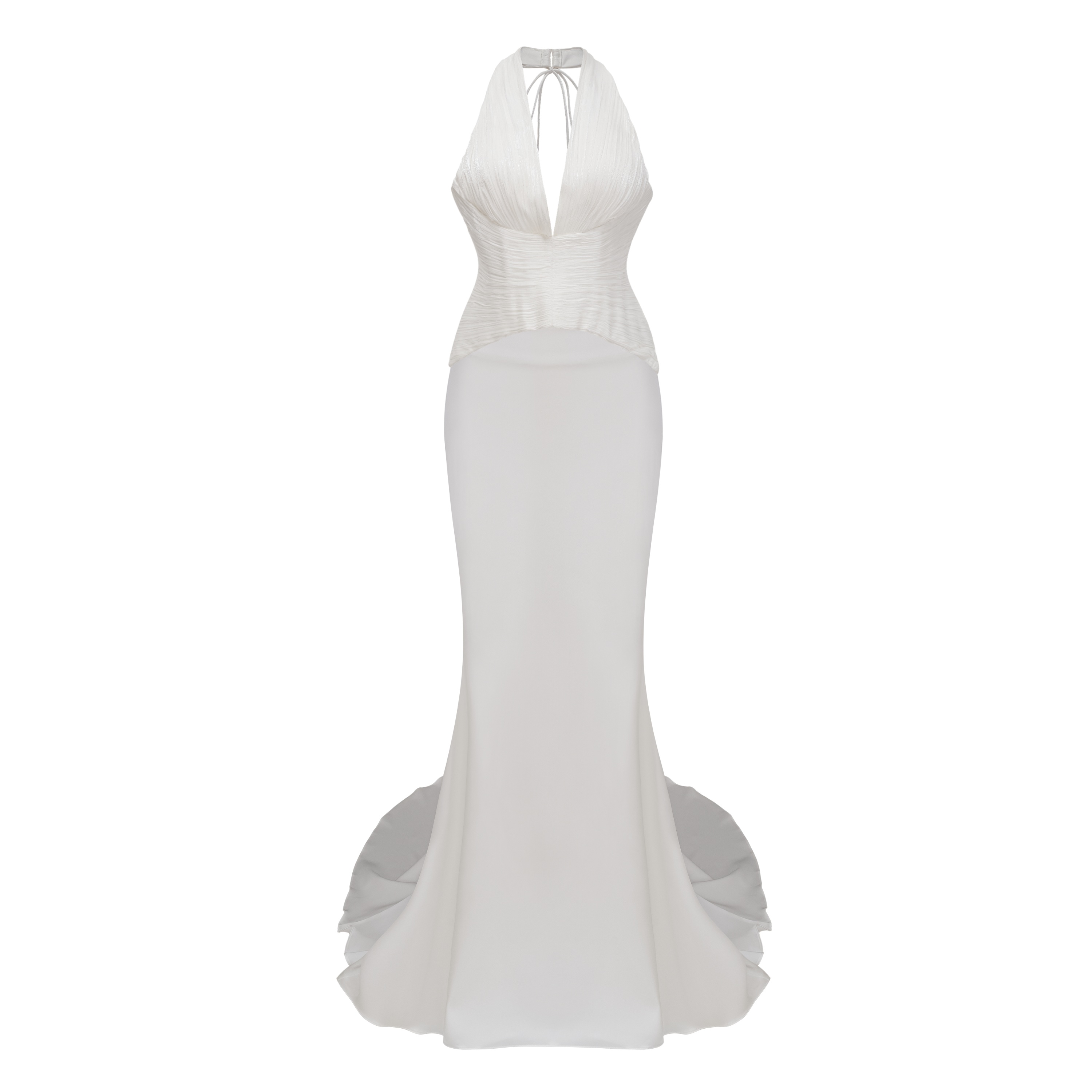 Maren Ivory Halterneck Ruched Top & Skirt Set