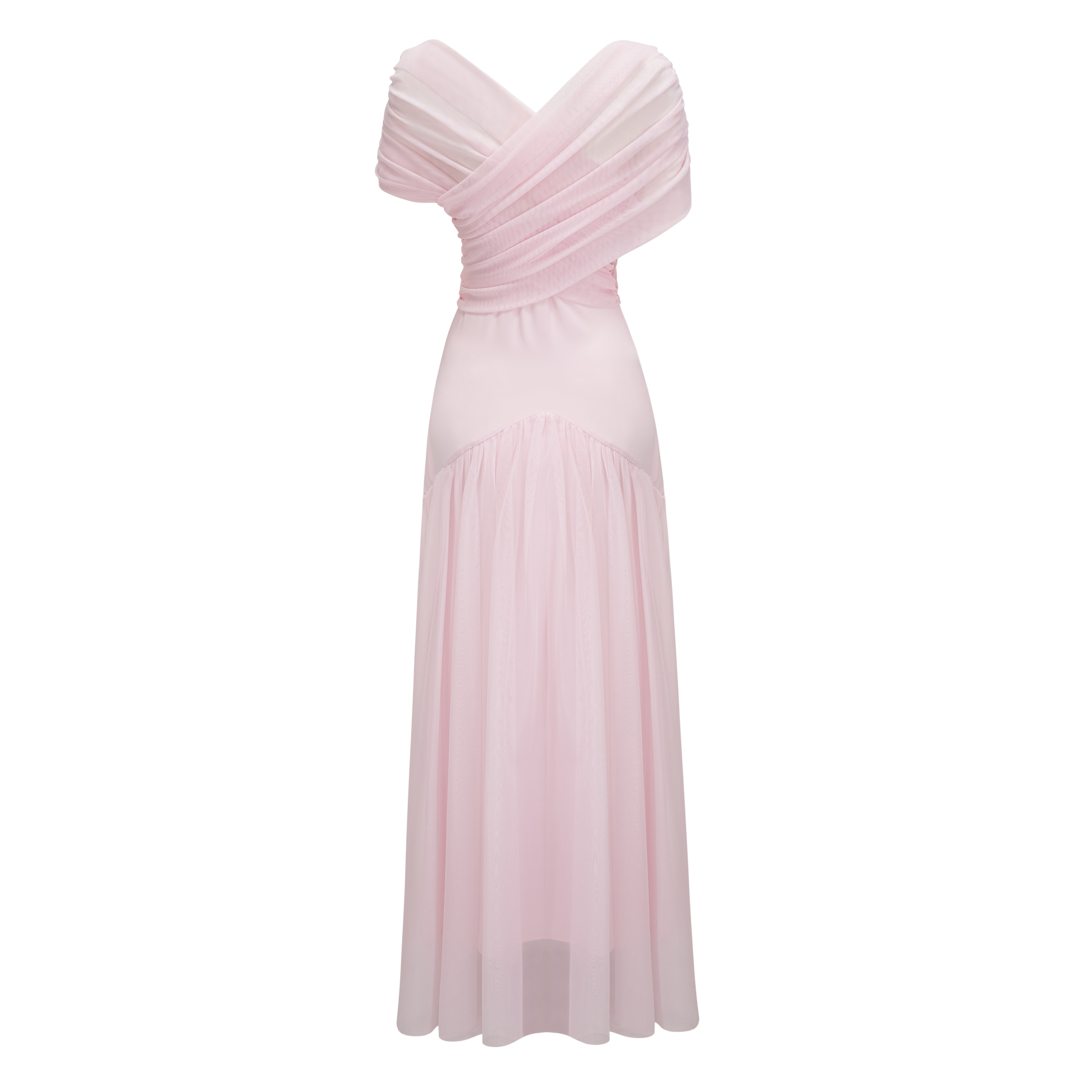 Margaret Pink Short Sleeve Ruched Maxi Dress