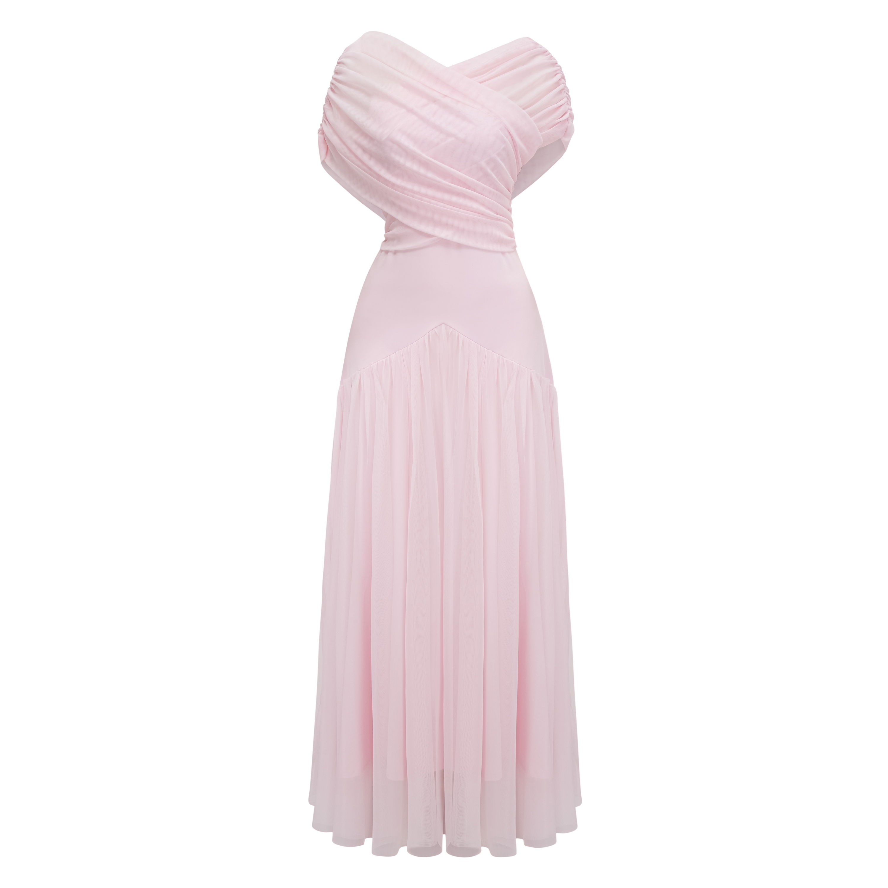 Margaret Pink Short Sleeve Ruched Maxi Dress