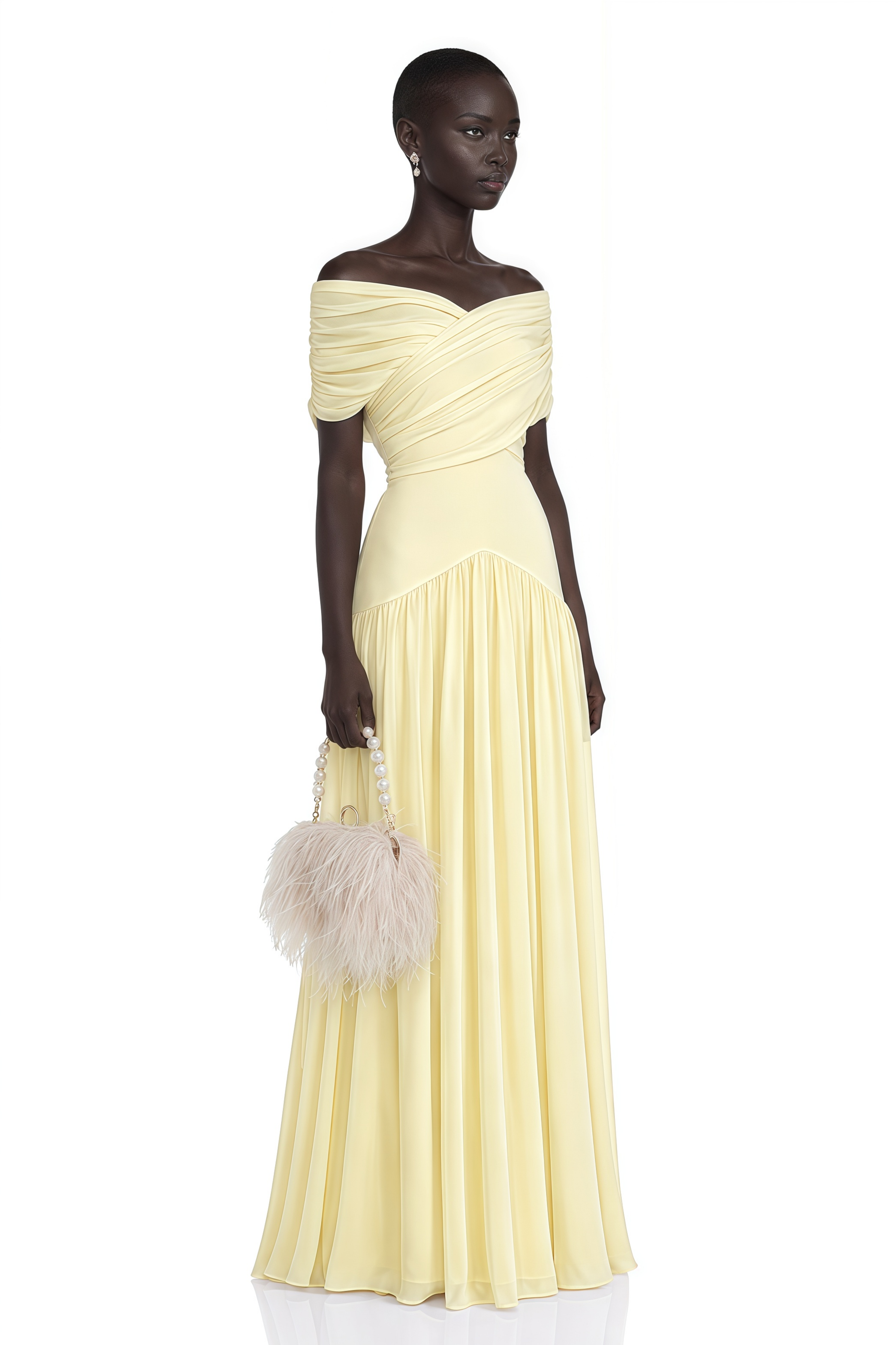 Margaret Yellow Short Sleeve Ruched Maxi Dress