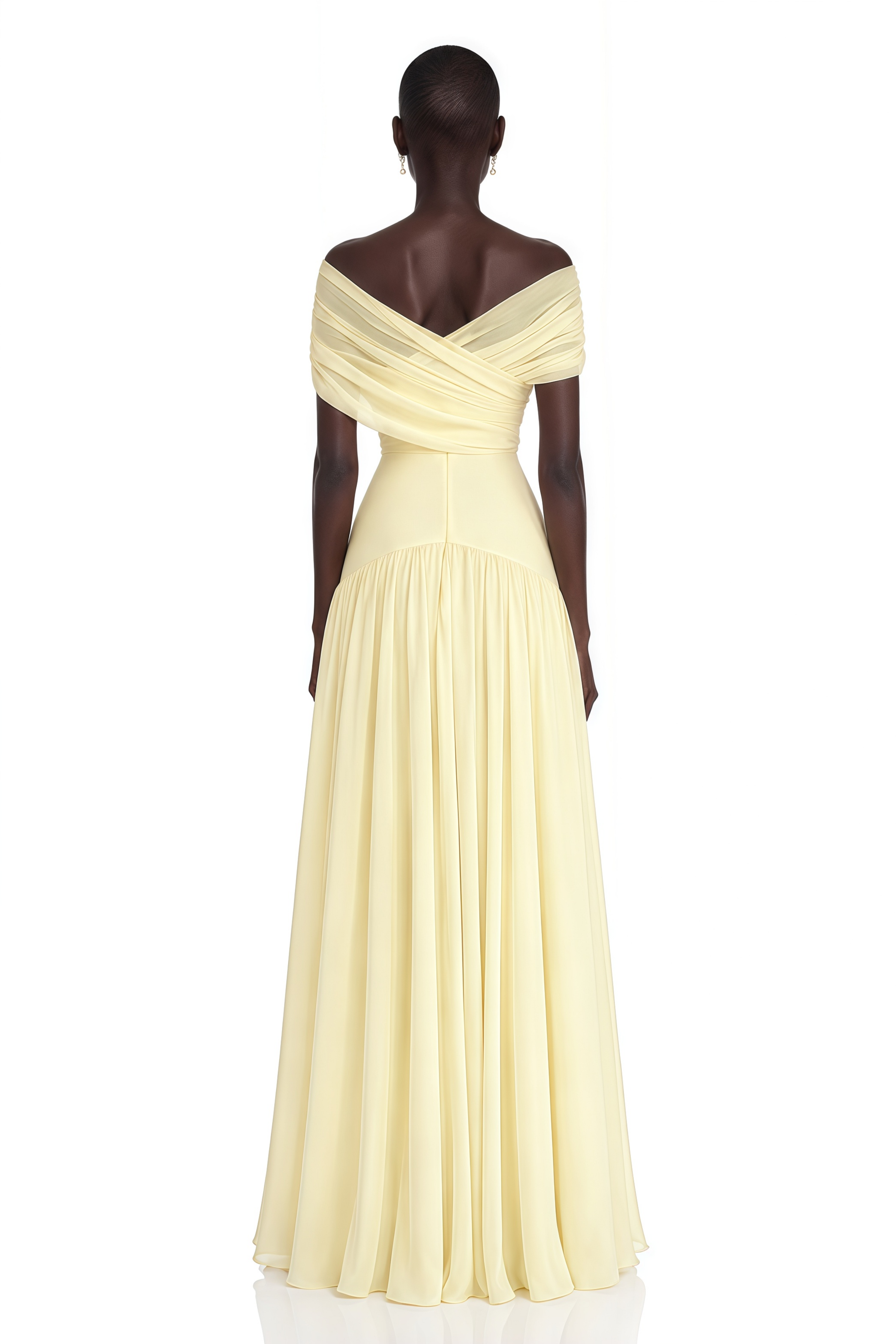 Margaret Yellow Short Sleeve Ruched Maxi Dress