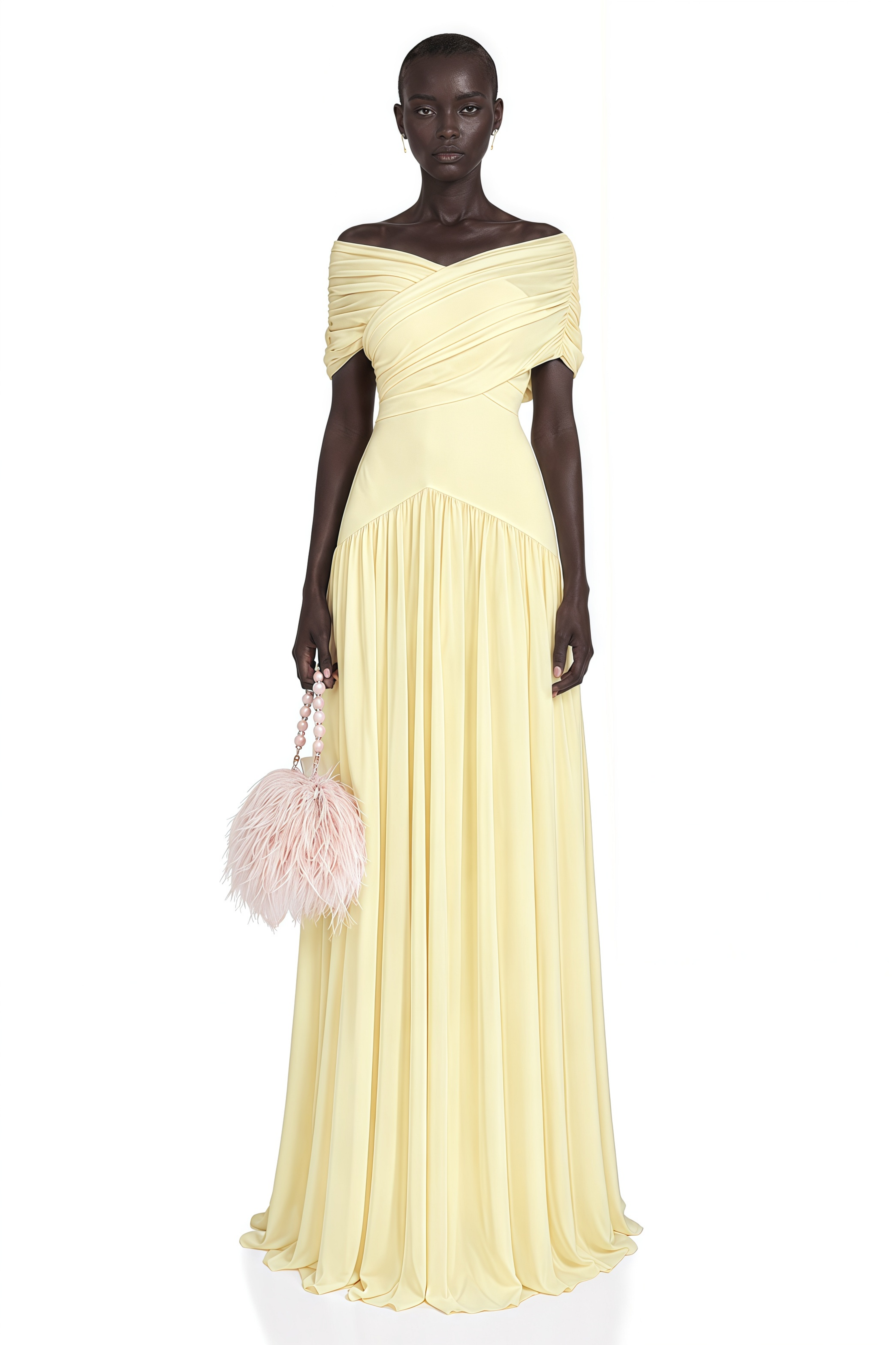 Margaret Yellow Short Sleeve Ruched Maxi Dress