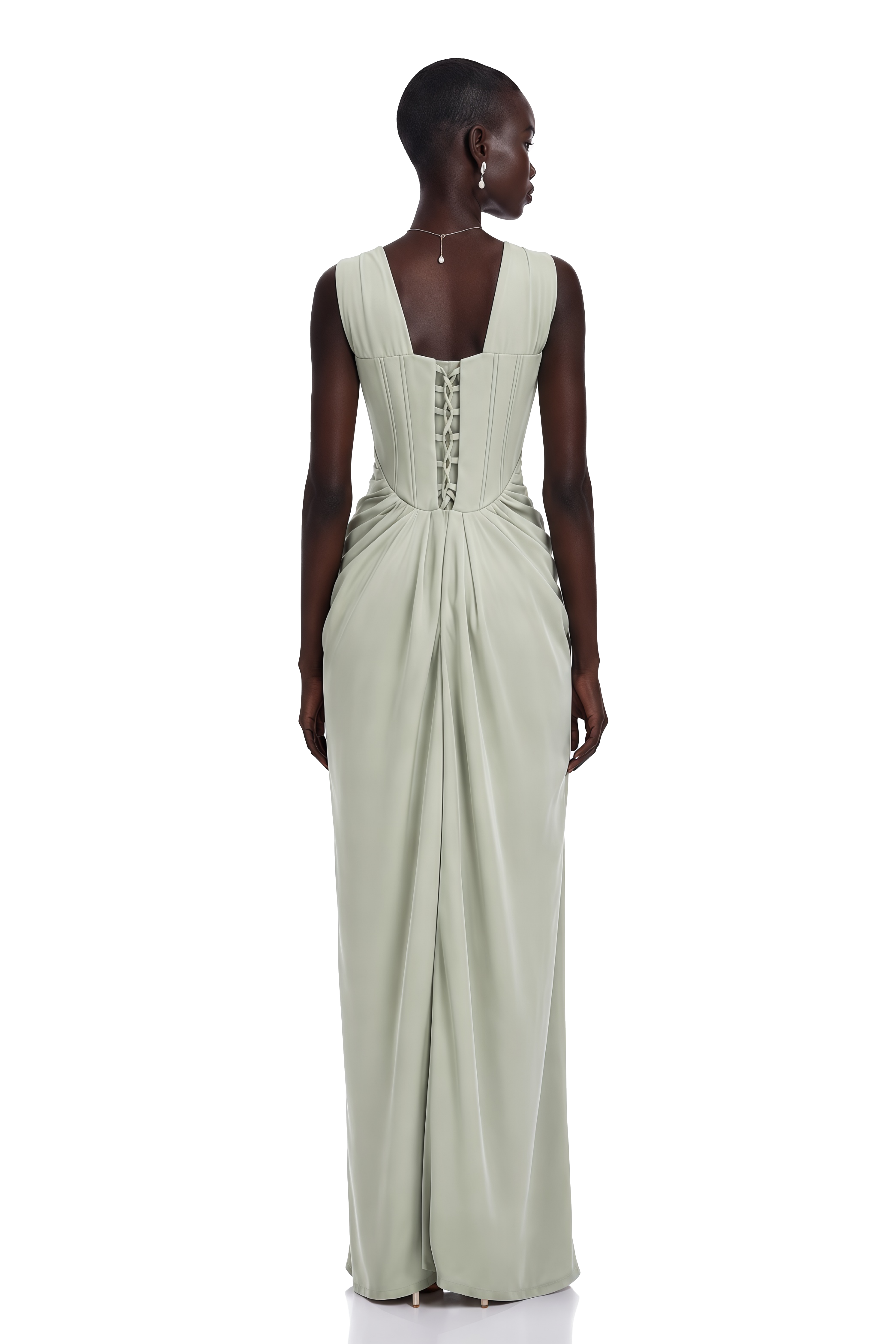 Mariella Green Halterneck Corset Maxi Gown