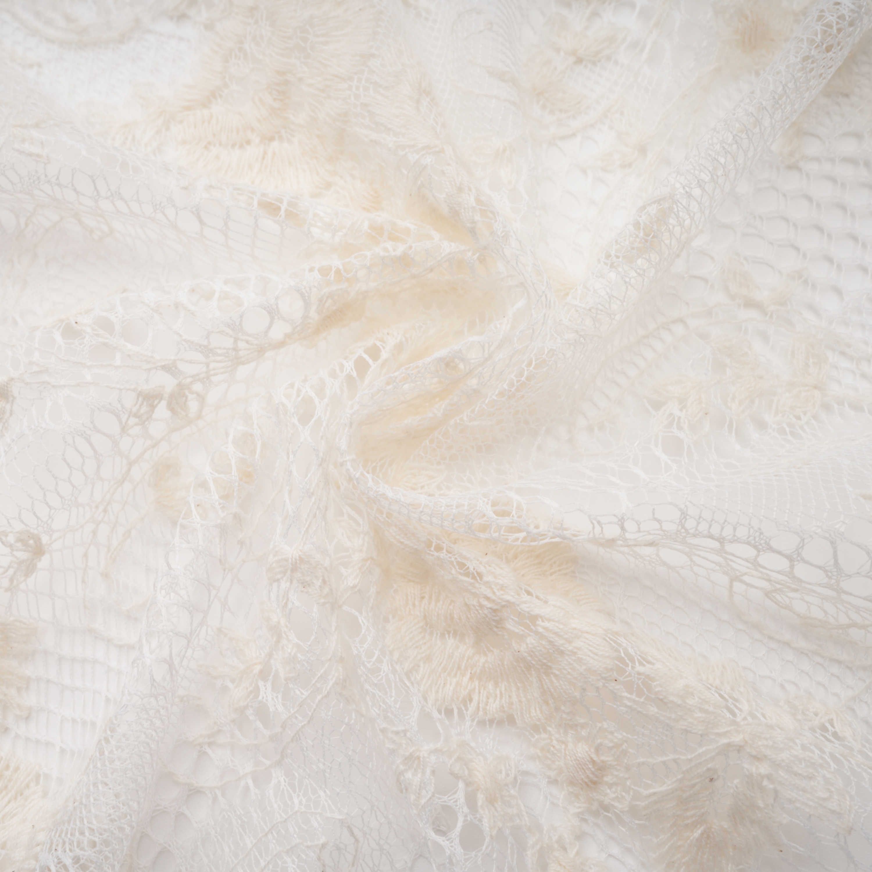 Mariella Ivory Asymmetrical Floral Lace Midi Dress